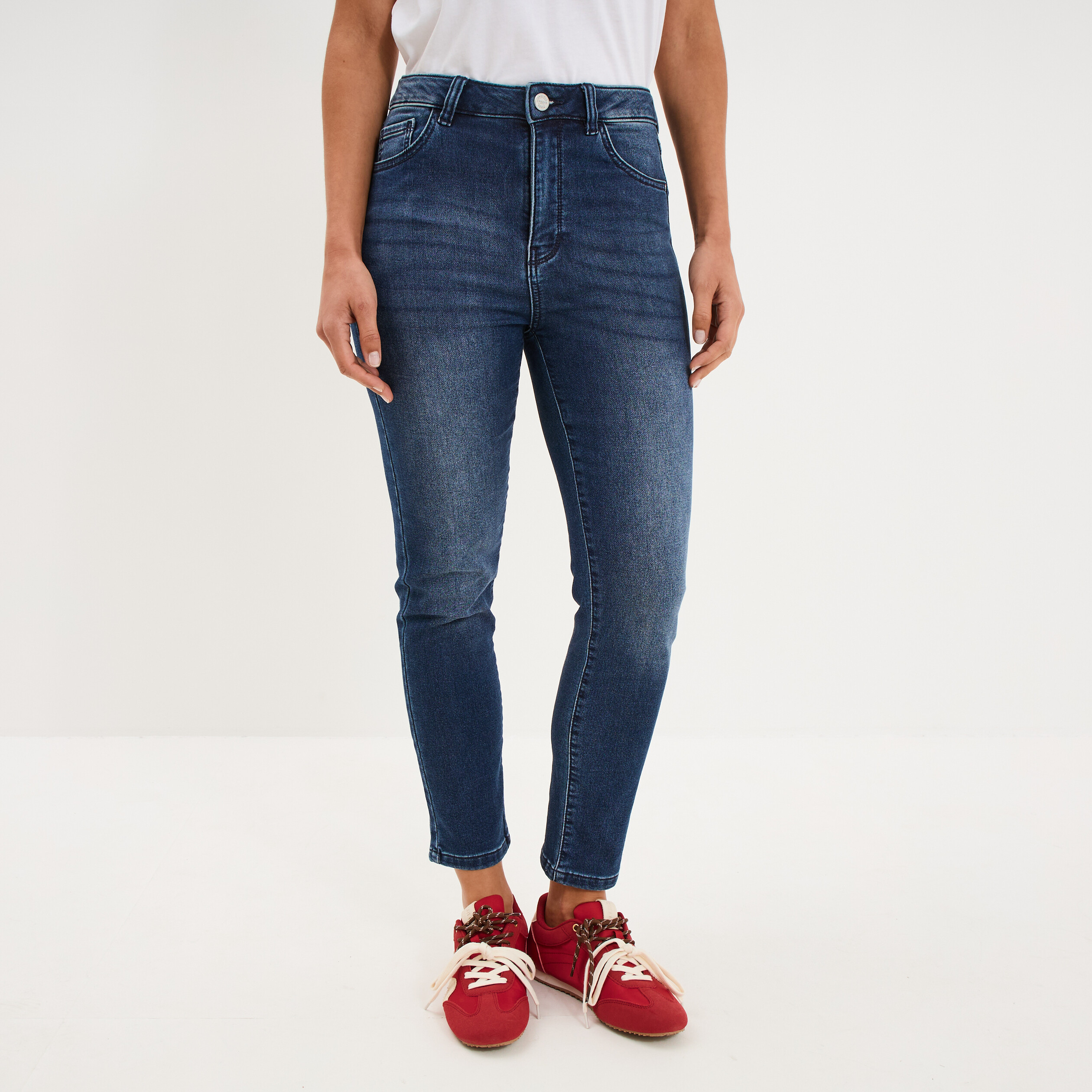 Jean stretch slim 7/8 &egrave;me denim brut femme