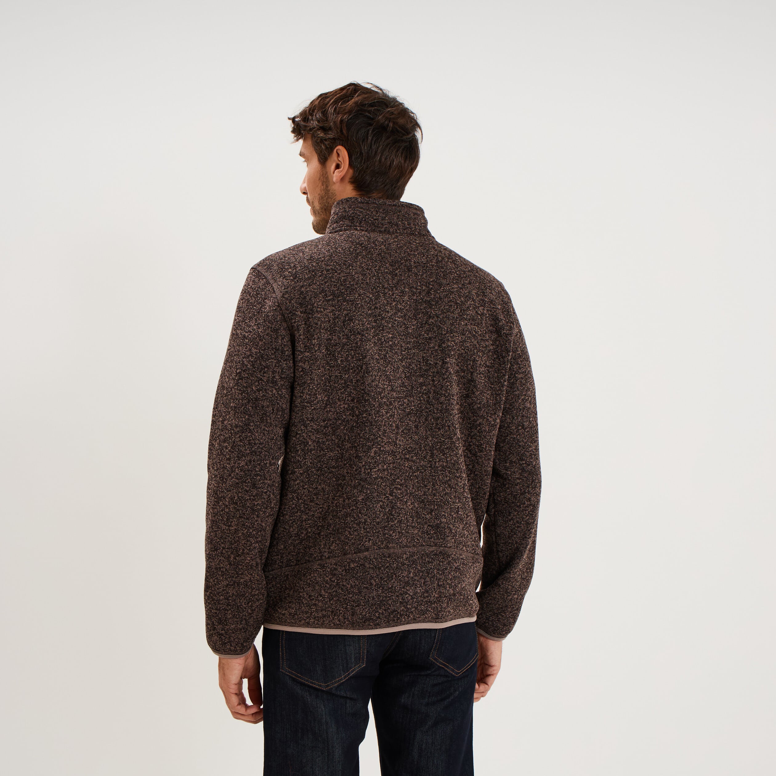Gilet manches longues col montant marron chocolat homme