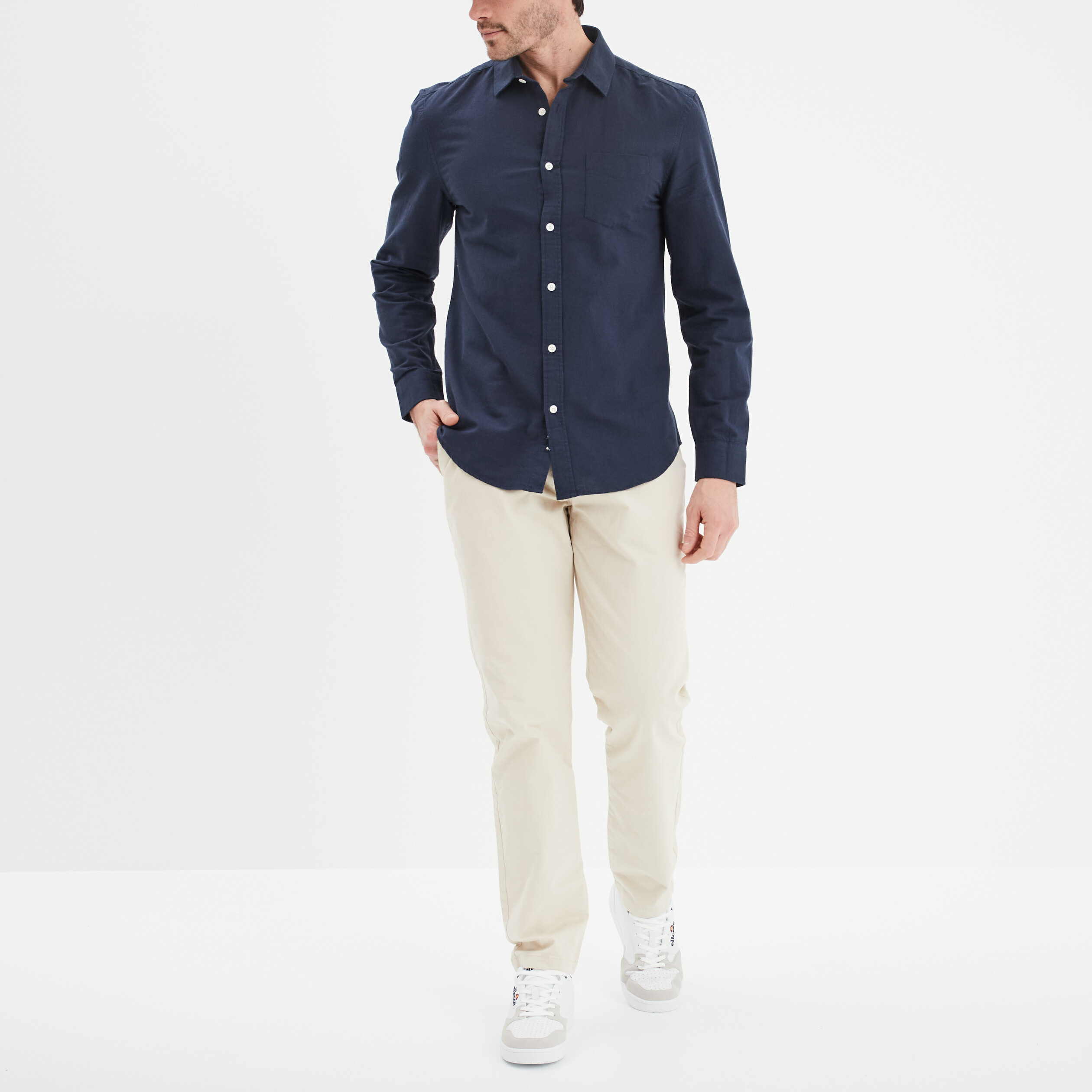 chemise coton manches longues creeks bleu marine homme Chemise coton manches longues Creeks bleu marine homme