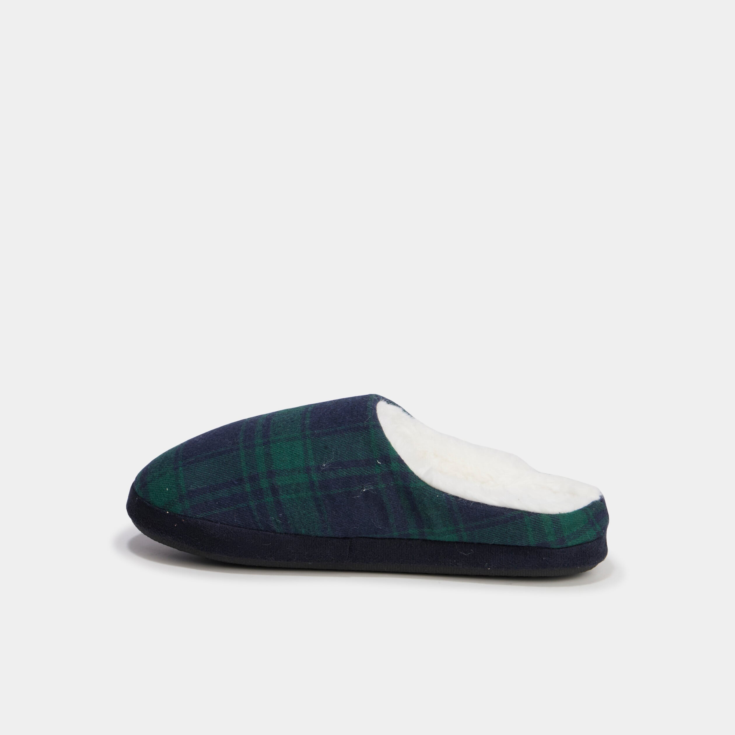 Chaussons mules fourr&eacute;s vert homme