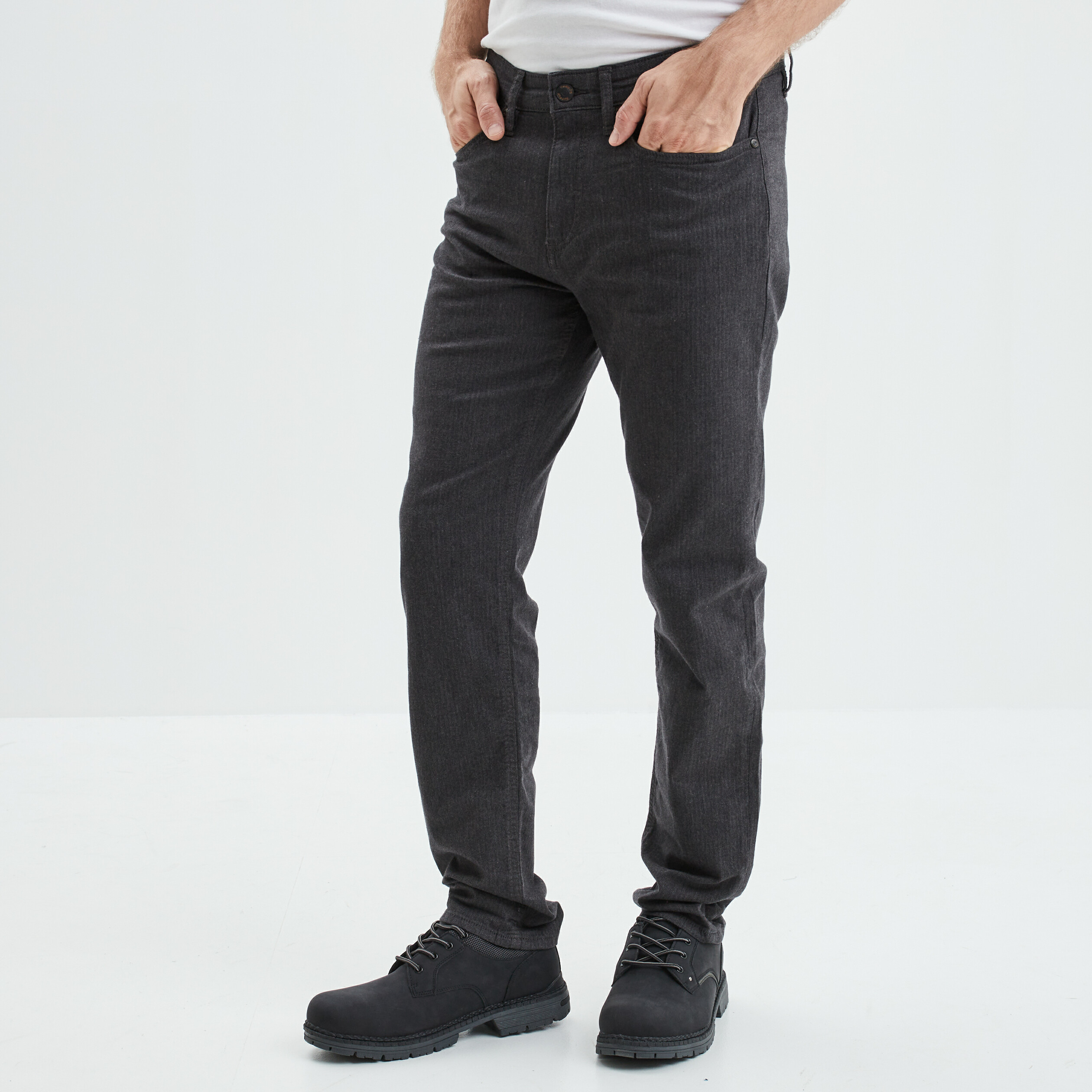 Pantalon straight 5 poches coton Creeks gris foncé homme