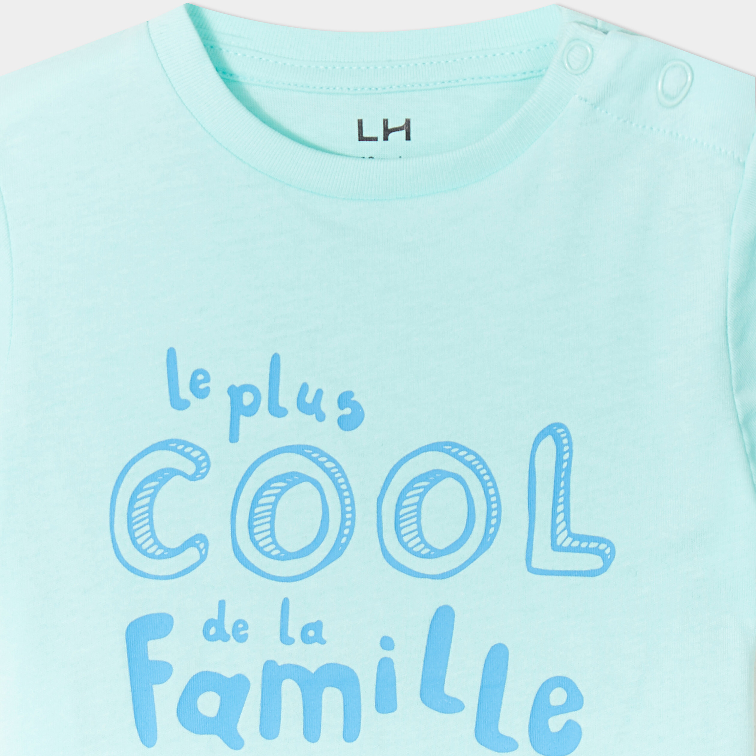 t shirt col rond manches courtes coton bleu turquoise bebeg T-shirt col rond manches courtes coton bleu turquoise bébé garçon