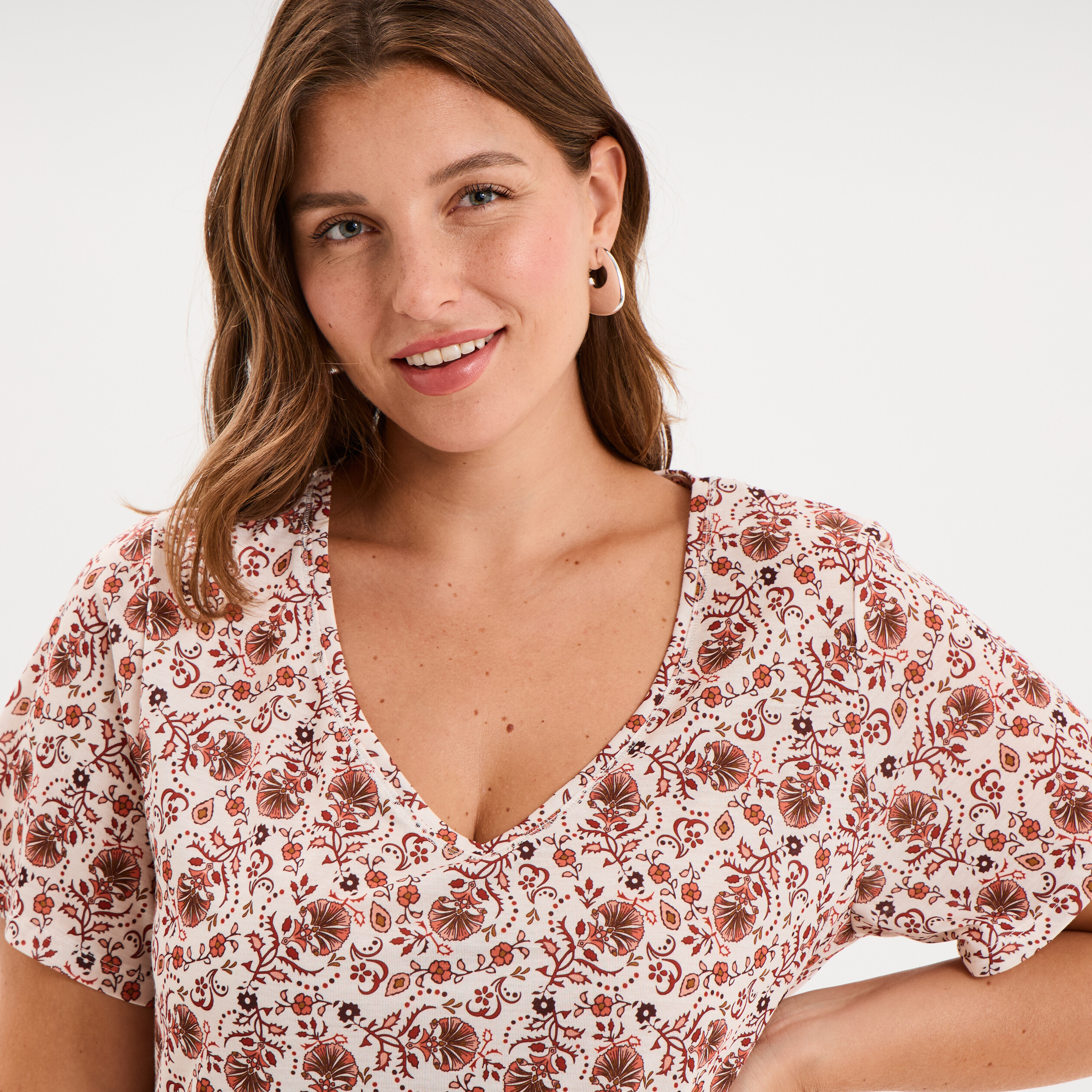 T-shirt manches courtes ecru femme grande taille