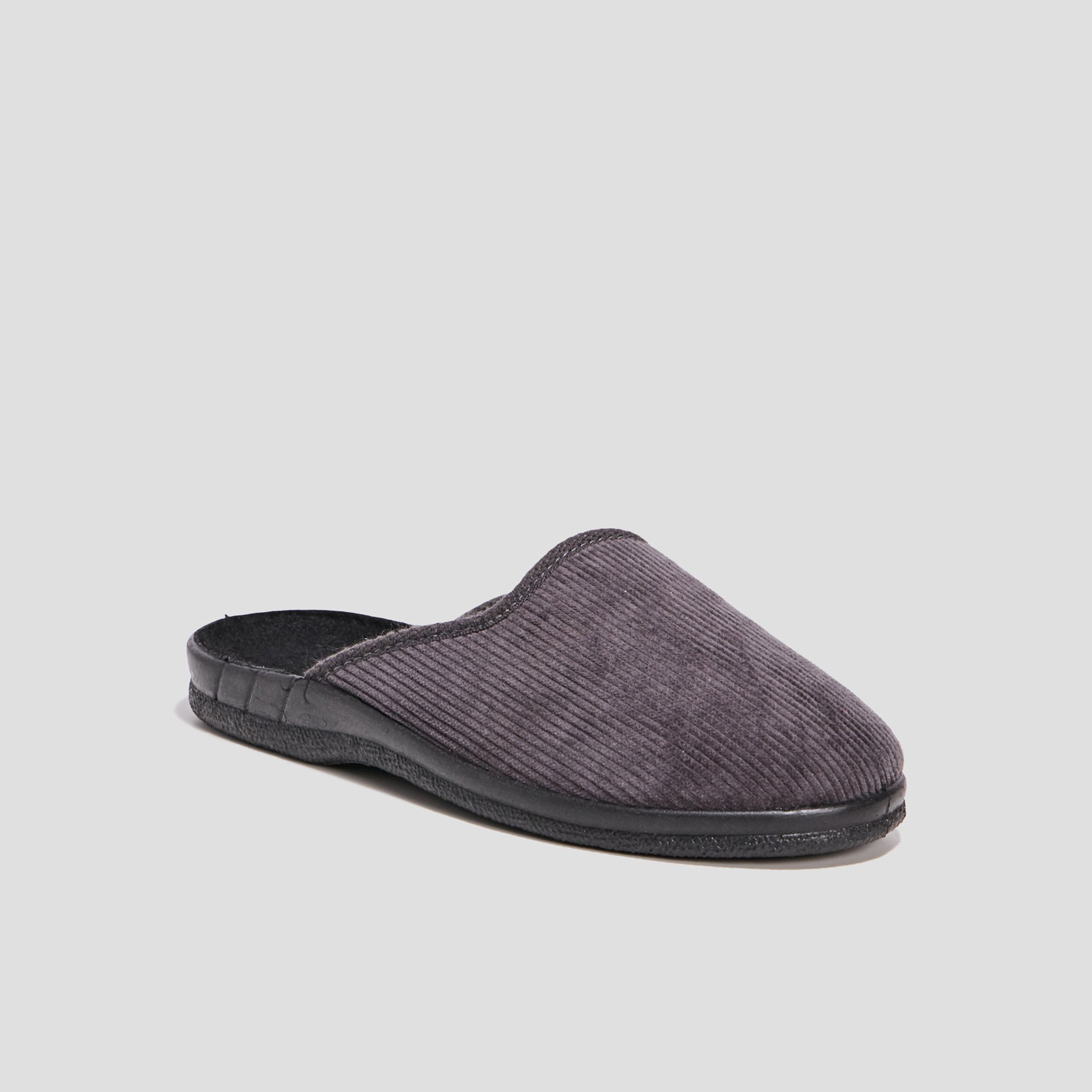 Chaussons mules velours gris homme