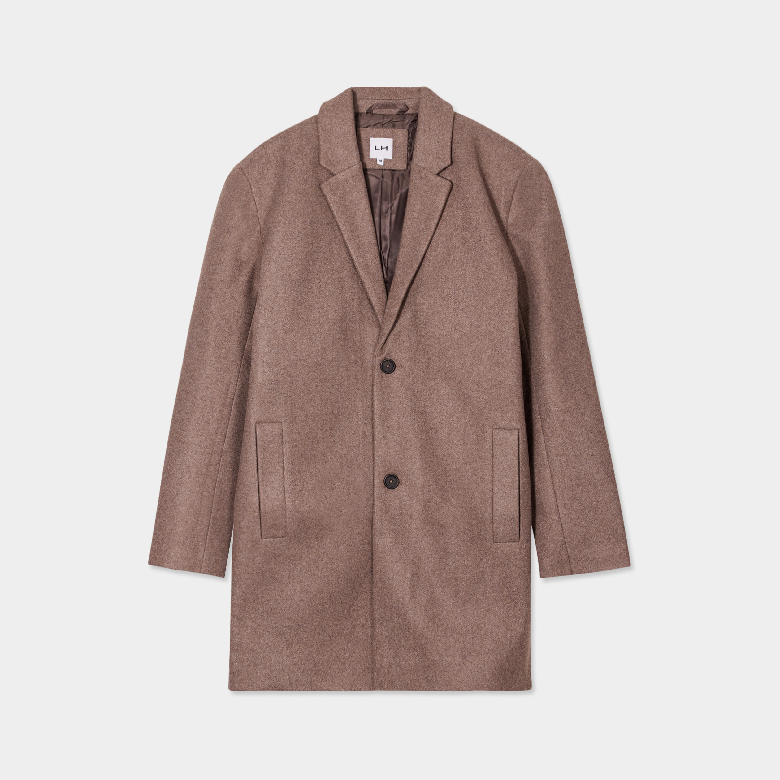 Manteau mi-long boutonn?� et doubl?� taupe homme | La Halle