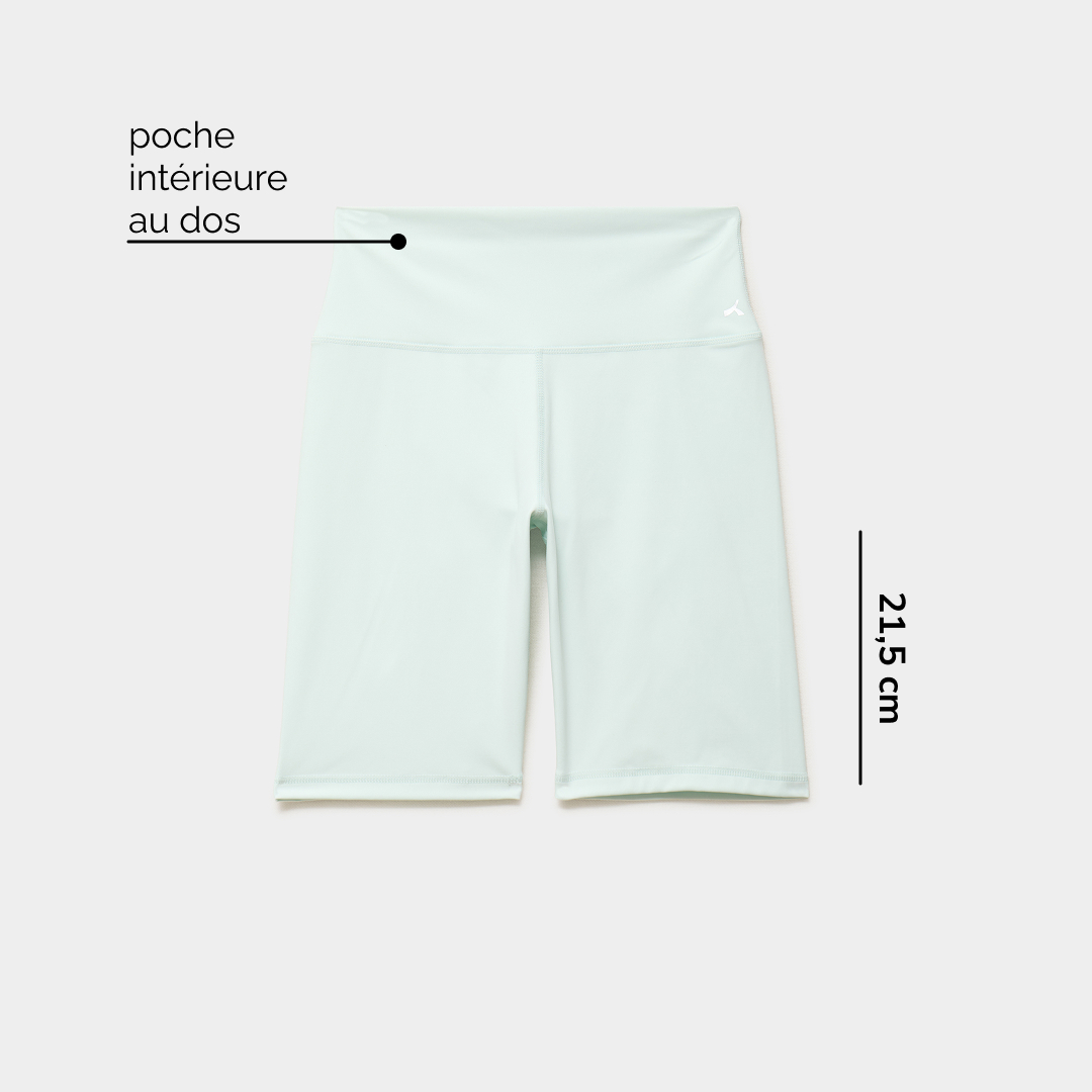 Short cycliste de sport taille haute bleu turquoise femme