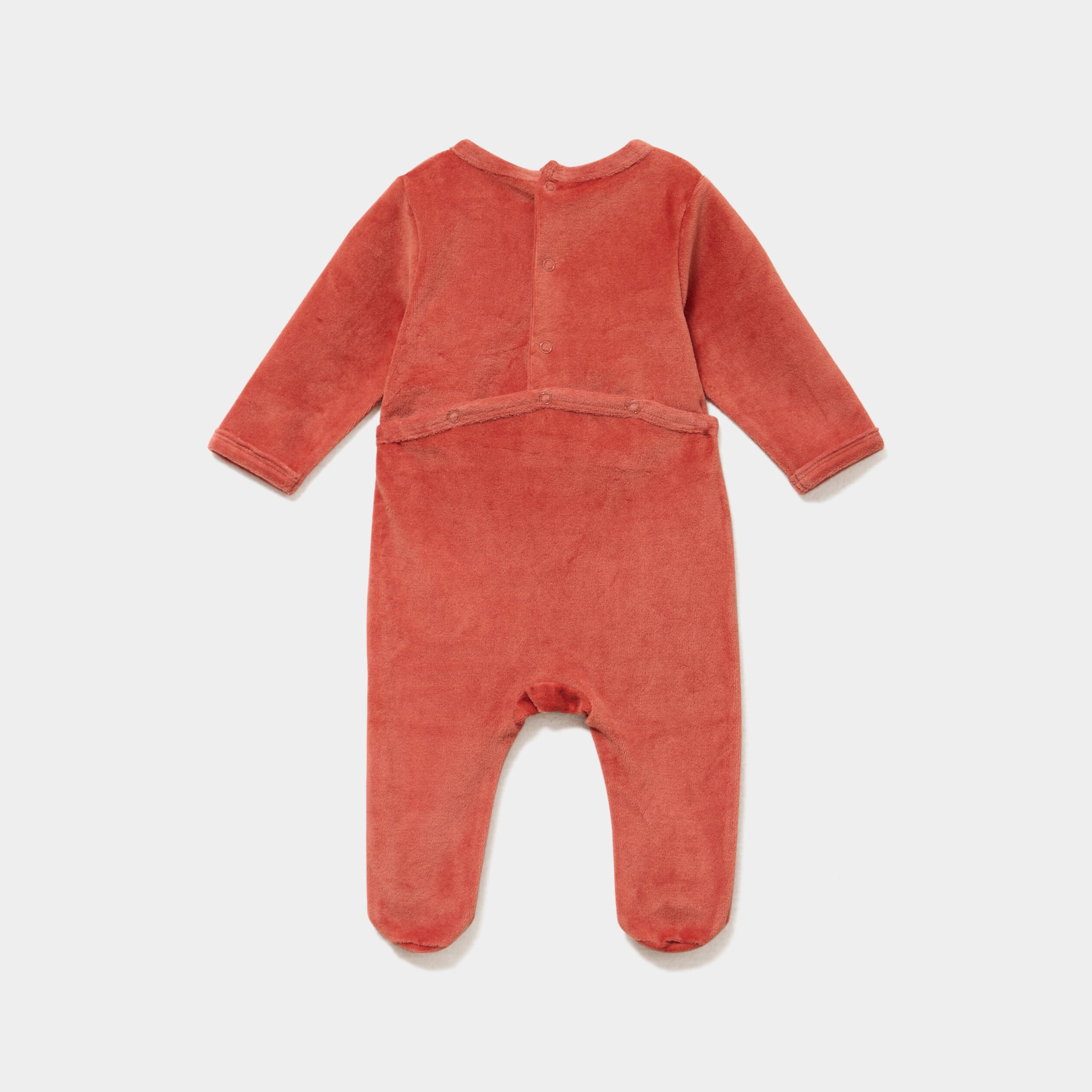 Dors-bien velours manches longues terracotta b&eacute;b&eacute;