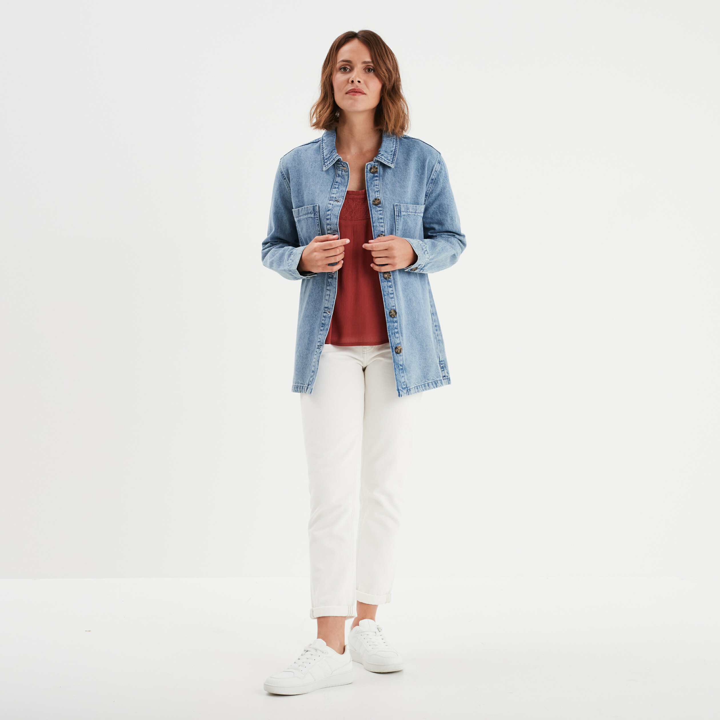 veste en jean boutonnee denim double stone femme Veste en jean boutonnée denim double stone femme