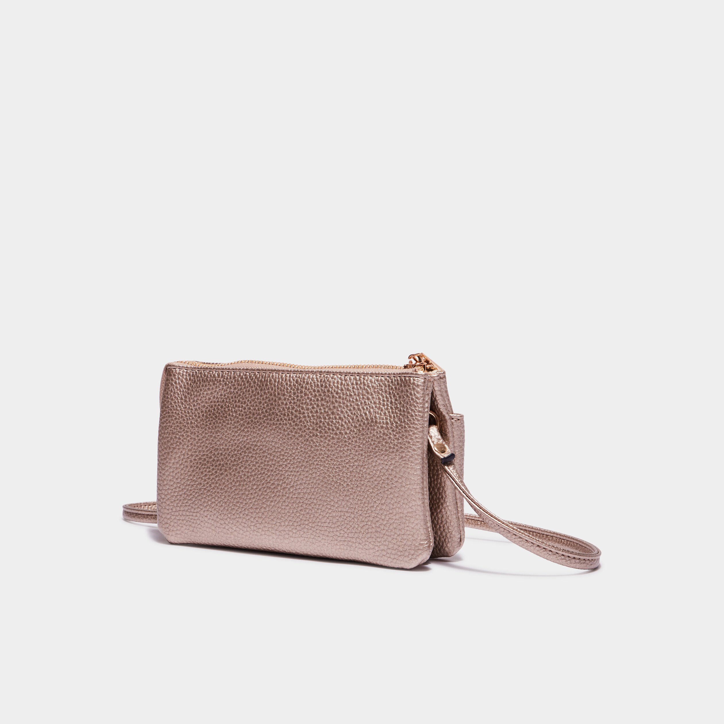 sac en bandouliere zippe couleur or femme Sac en bandoulière zippé couleur or femme
