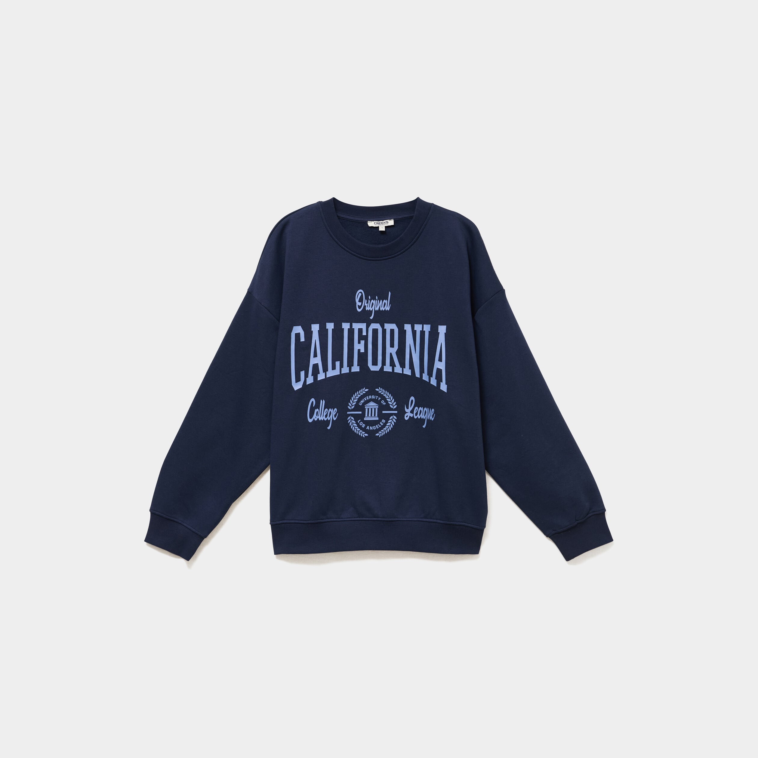 Sweat col rond manches longues bleu marine femme