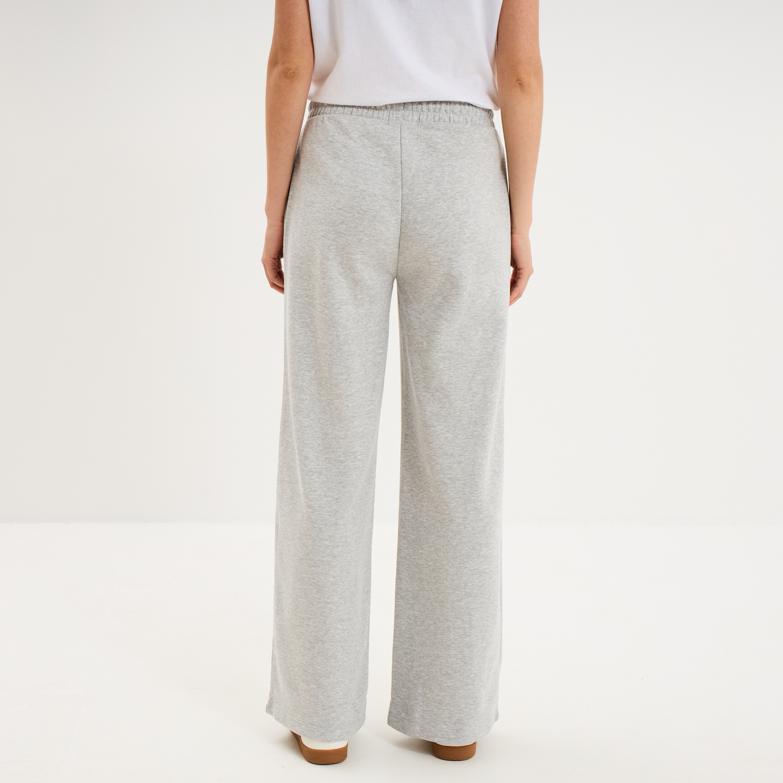 Pantalon de jogging molletonn&eacute; large gris clair femme