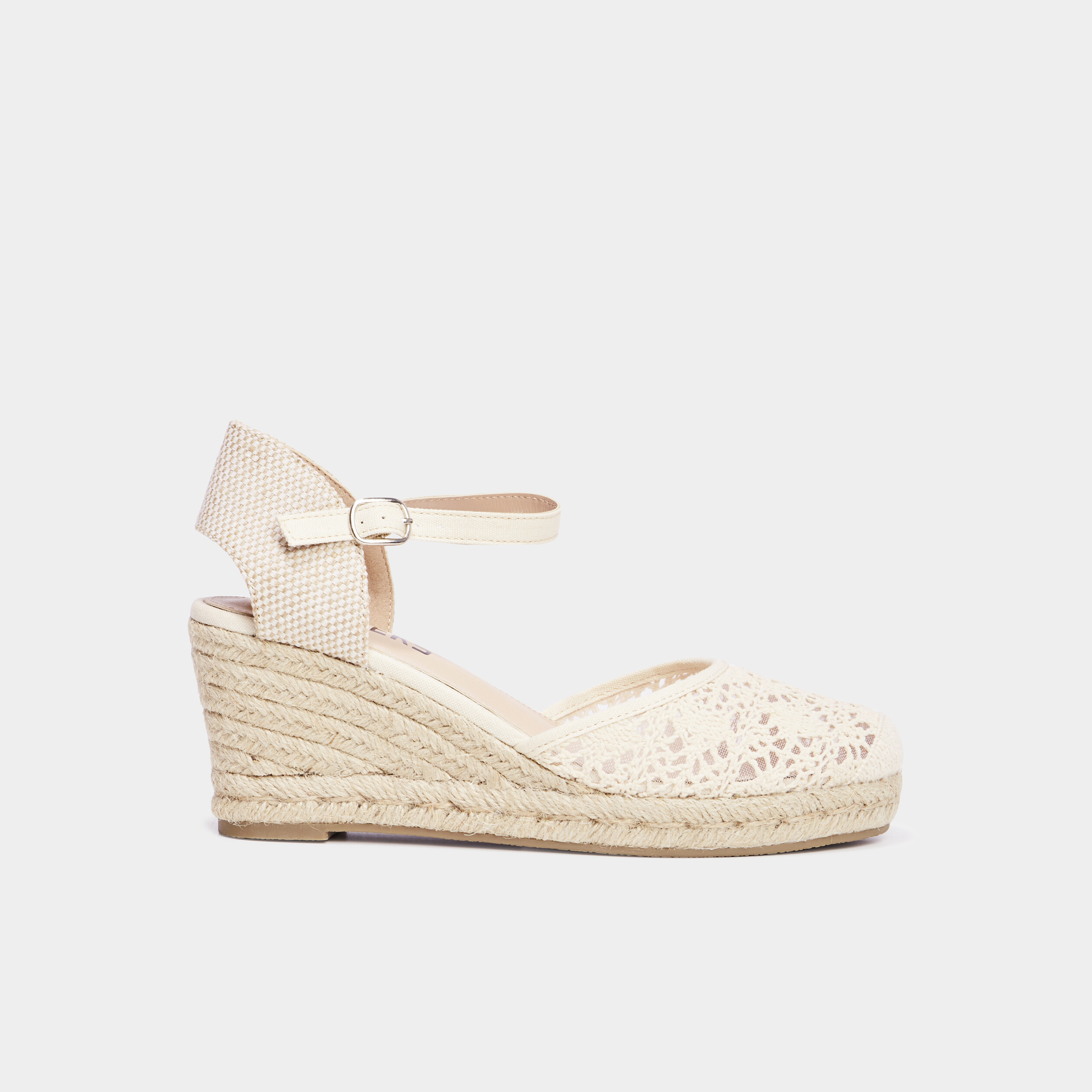 sandales compensees en broderie anglaise blanc femme Sandales compensées en broderie anglaise blanc femme