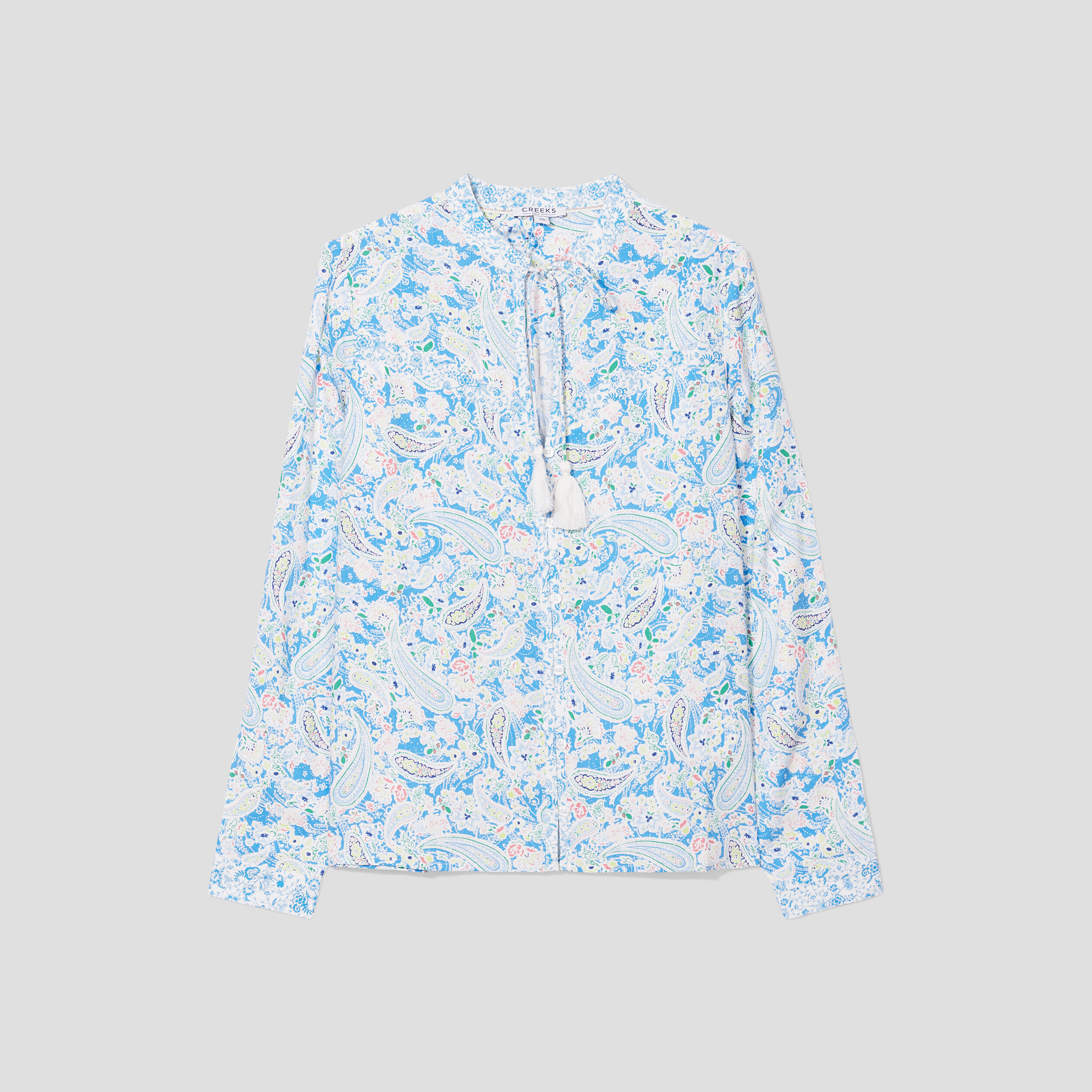 chemise col cordons a pampilles multicolore femme Chemise col cordons à pampilles multicolore femme
