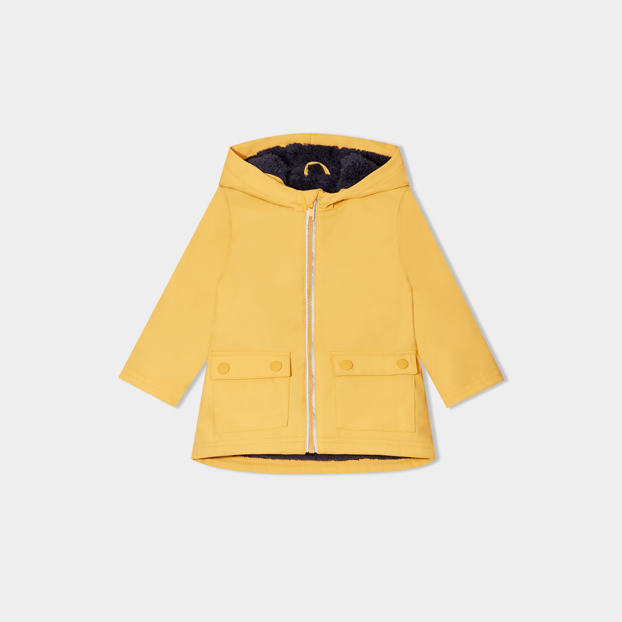 Parka imperm&eacute;able d&eacute;perlante fourr&eacute;e jaune b&eacute;b&eacute; gar&ccedil;on