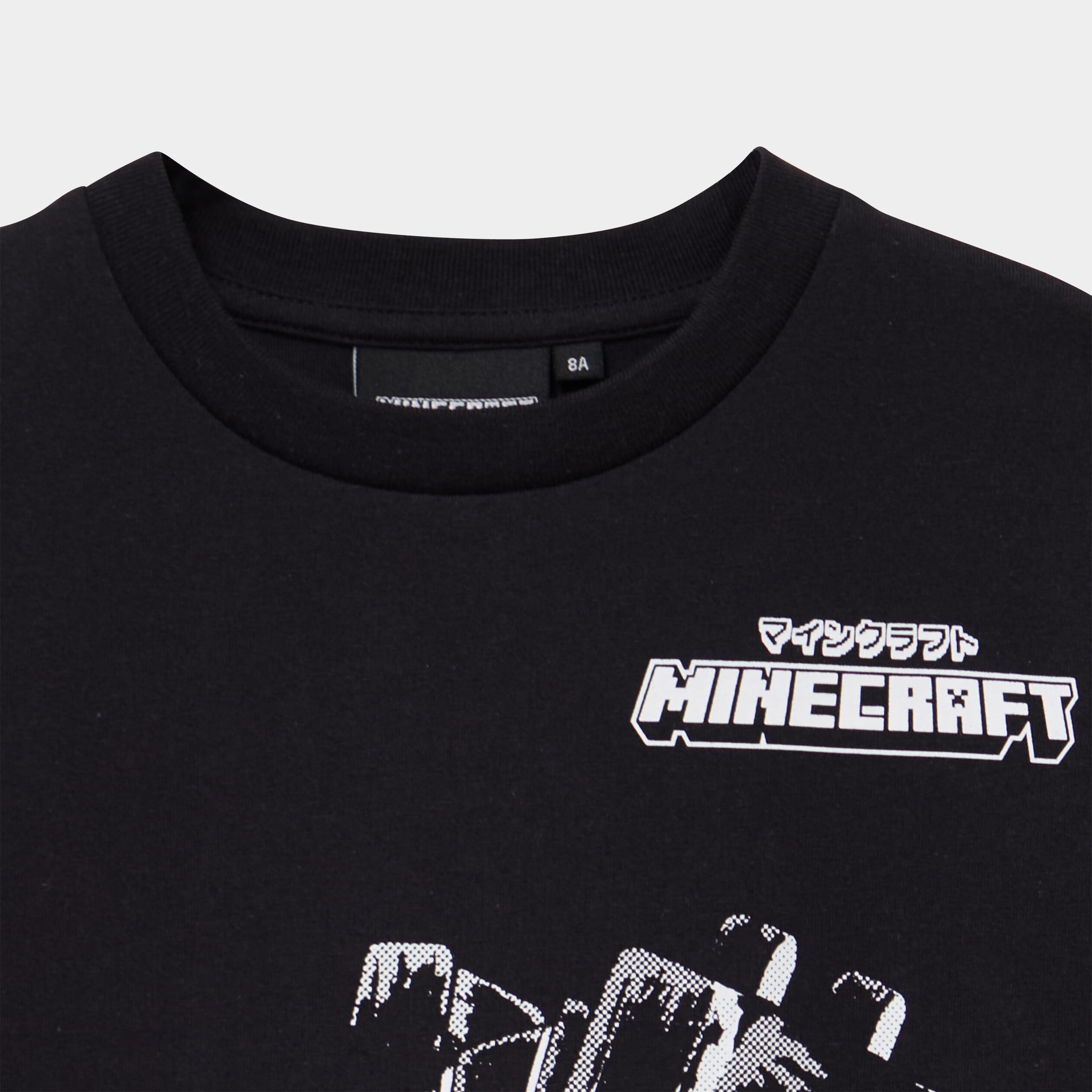 T-shirt manches longues coton Minecraft noir gar&ccedil;on