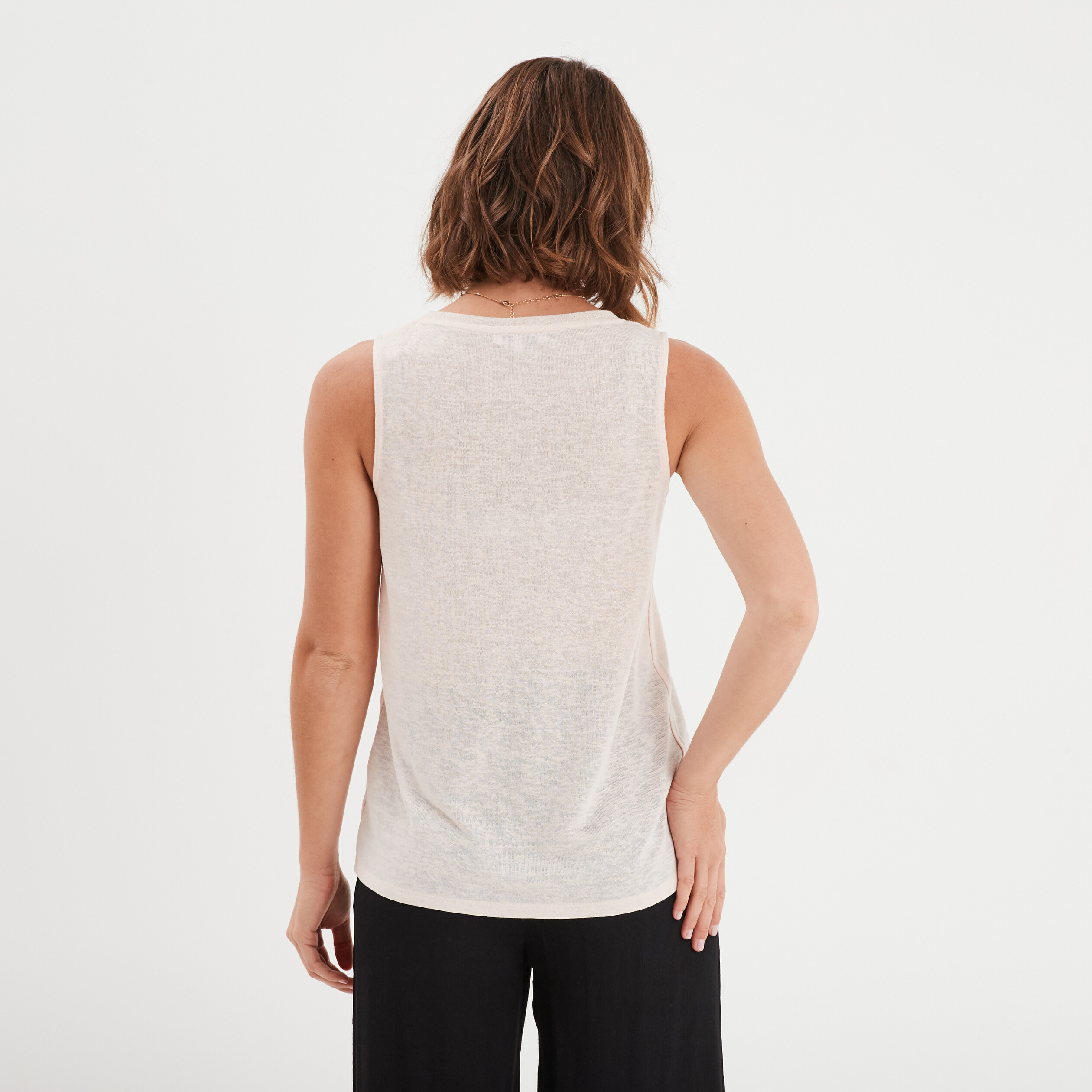 Débardeur col en V sans manches rose clair femme