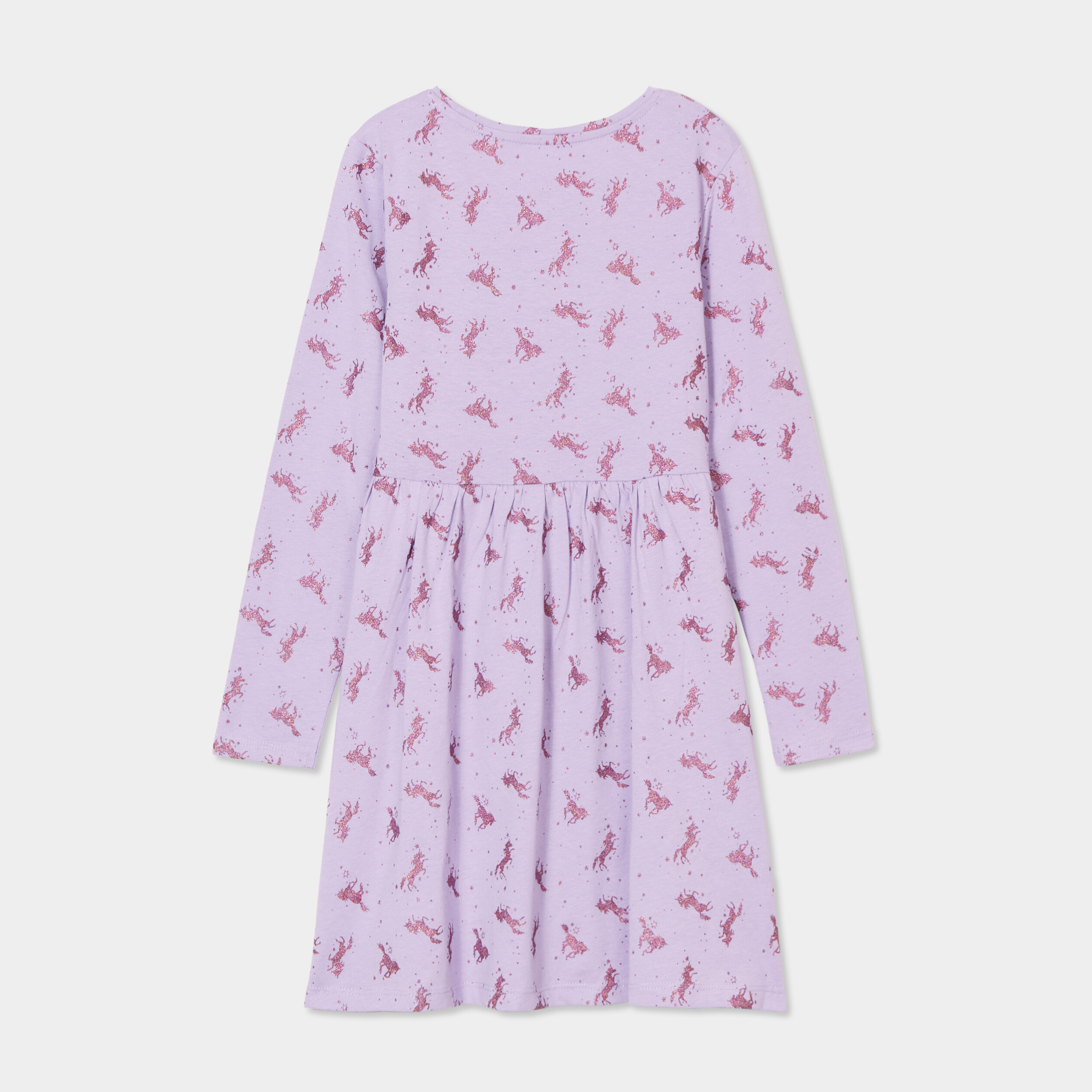 robe trapeze manches longues coton mauve fille Robe trapèze manches longues coton mauve fille