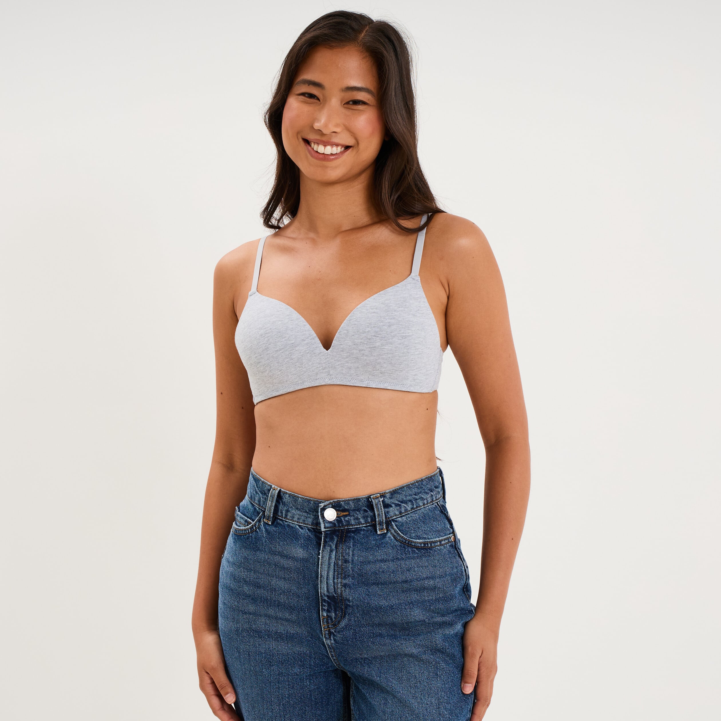 Soutien-gorge triangle coton majoritaire gris clair femme