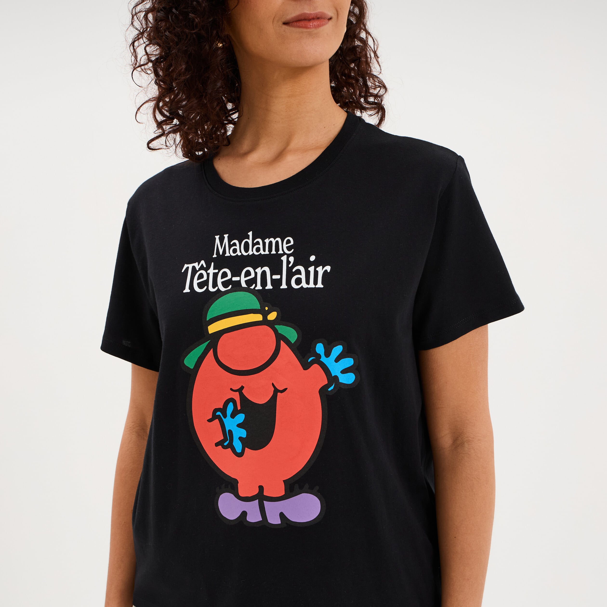 T-shirt madame t&ecirc;te-en-l'air noir femme
