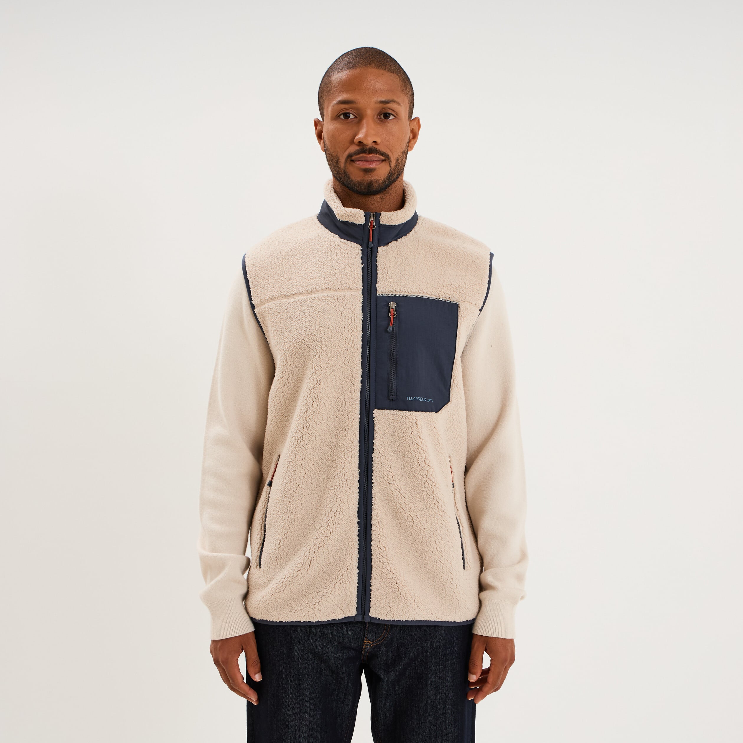 Gilet effet polaire sans manches beige homme