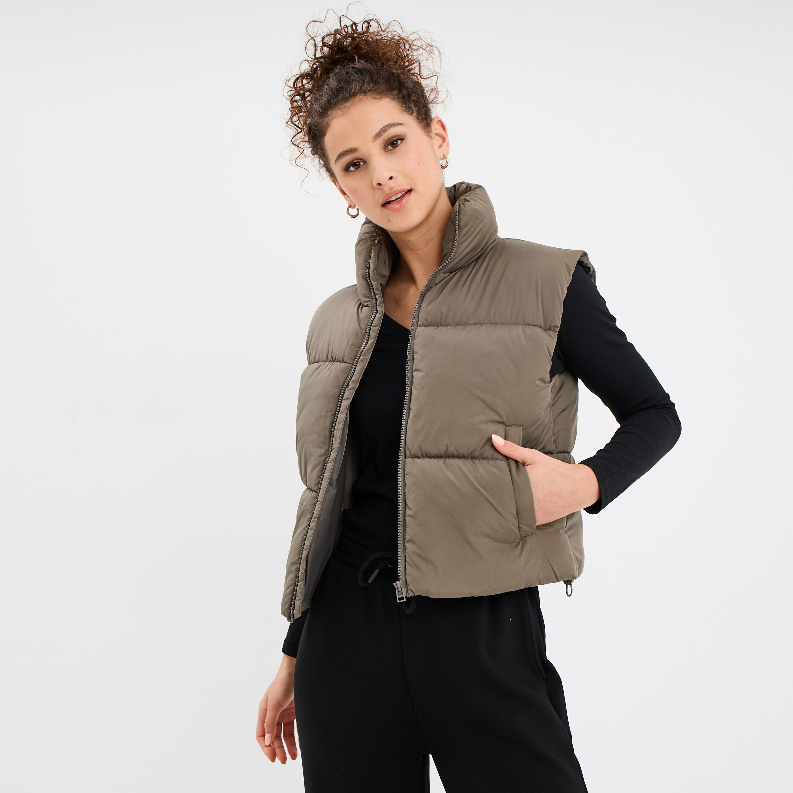 Doudoune sans manches vert kaki femme | La Halle