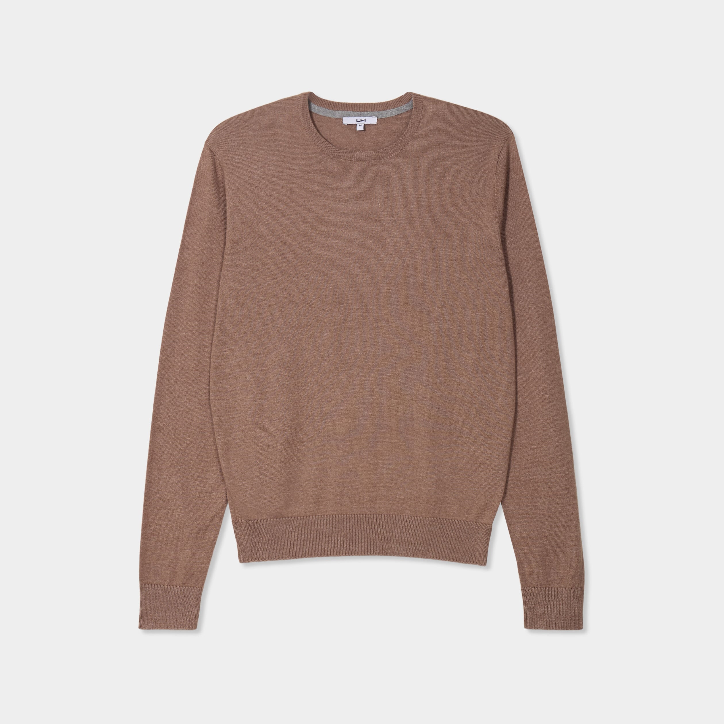 Pull droit col rond coton m&eacute;lang&eacute; gris homme