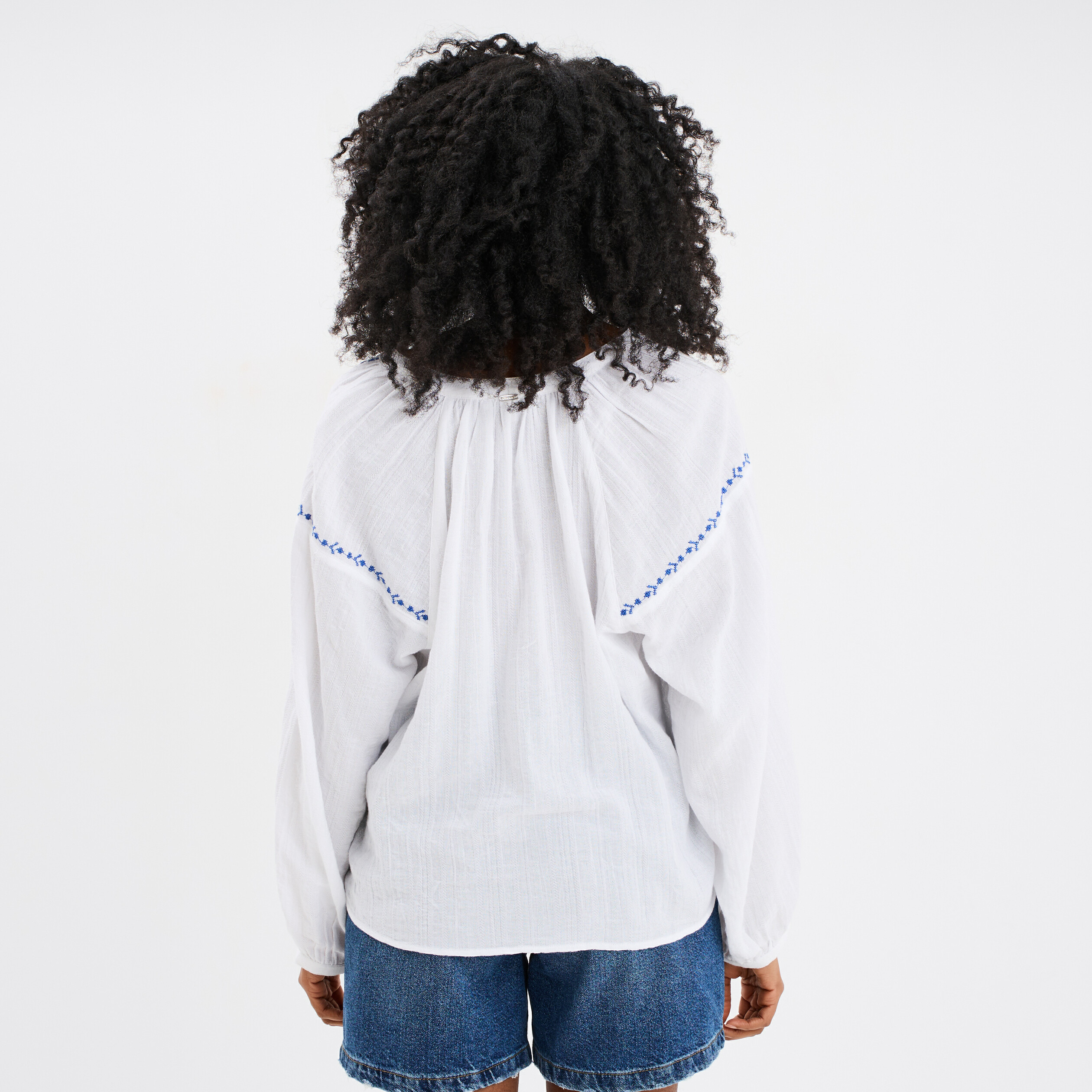blouse brodee manches longues coton blanc femme Blouse brodée manches longues coton blanc femme