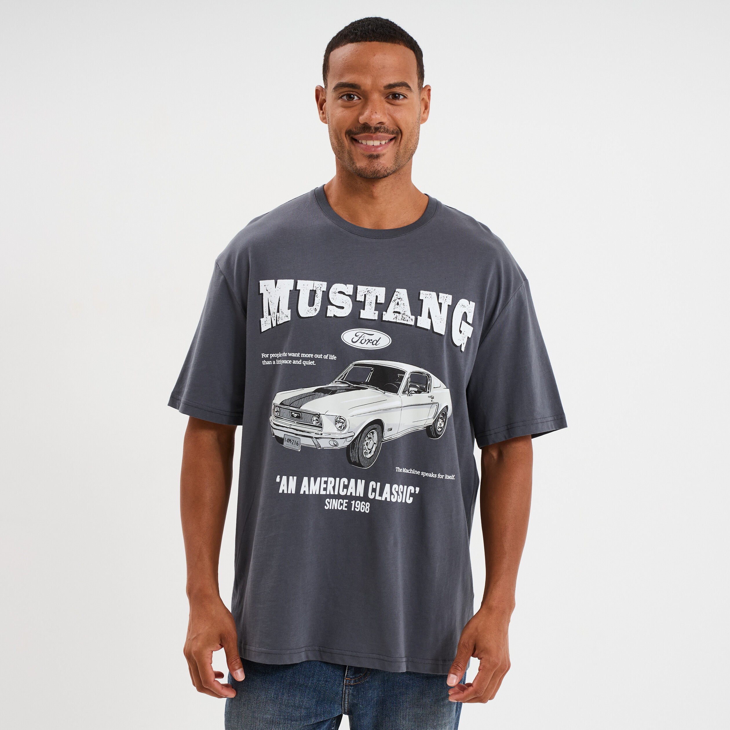 t shirt manches courtes coton mustang gris fonce homme T-shirt manches courtes coton Mustang gris foncé homme