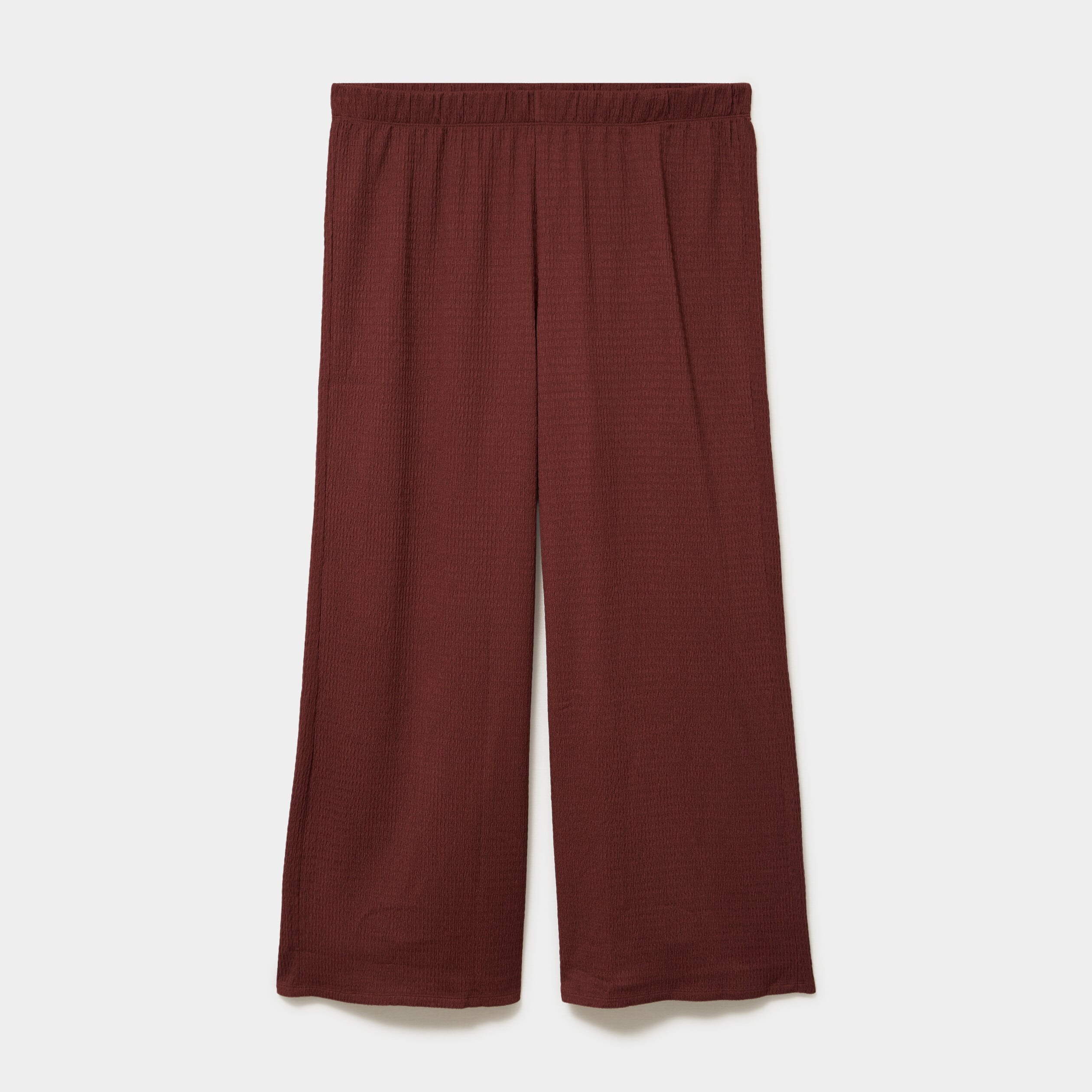 Pantalon effet gaufr&eacute; fluide bordeaux femme grande taille