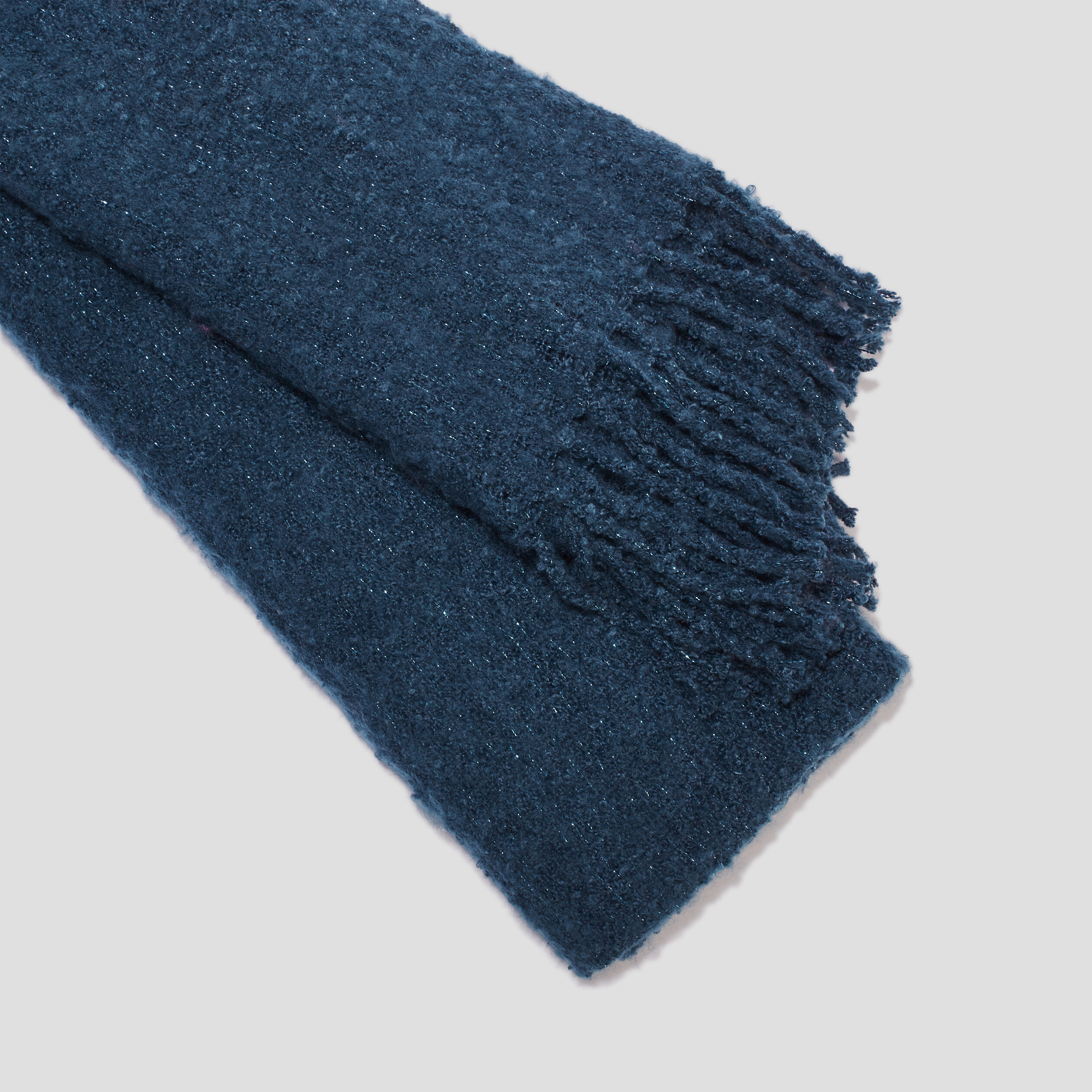 Écharpe avec franges bleu canard femme