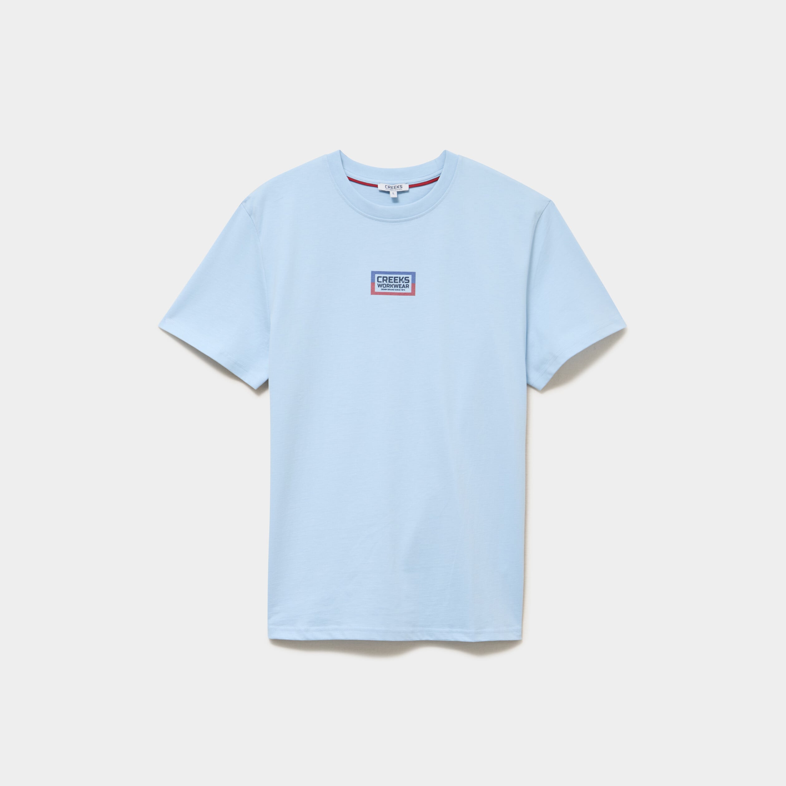 T-shirt droit manches courtes coton bleu clair homme