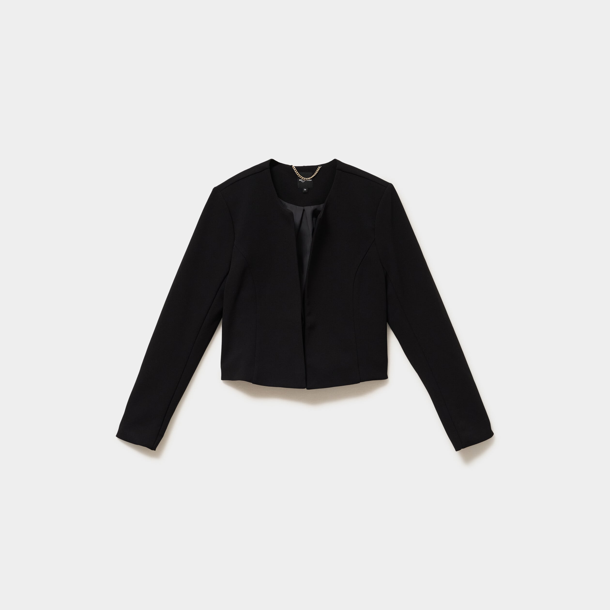 Veste bol&eacute;ro courte ajust&eacute;e noir femme