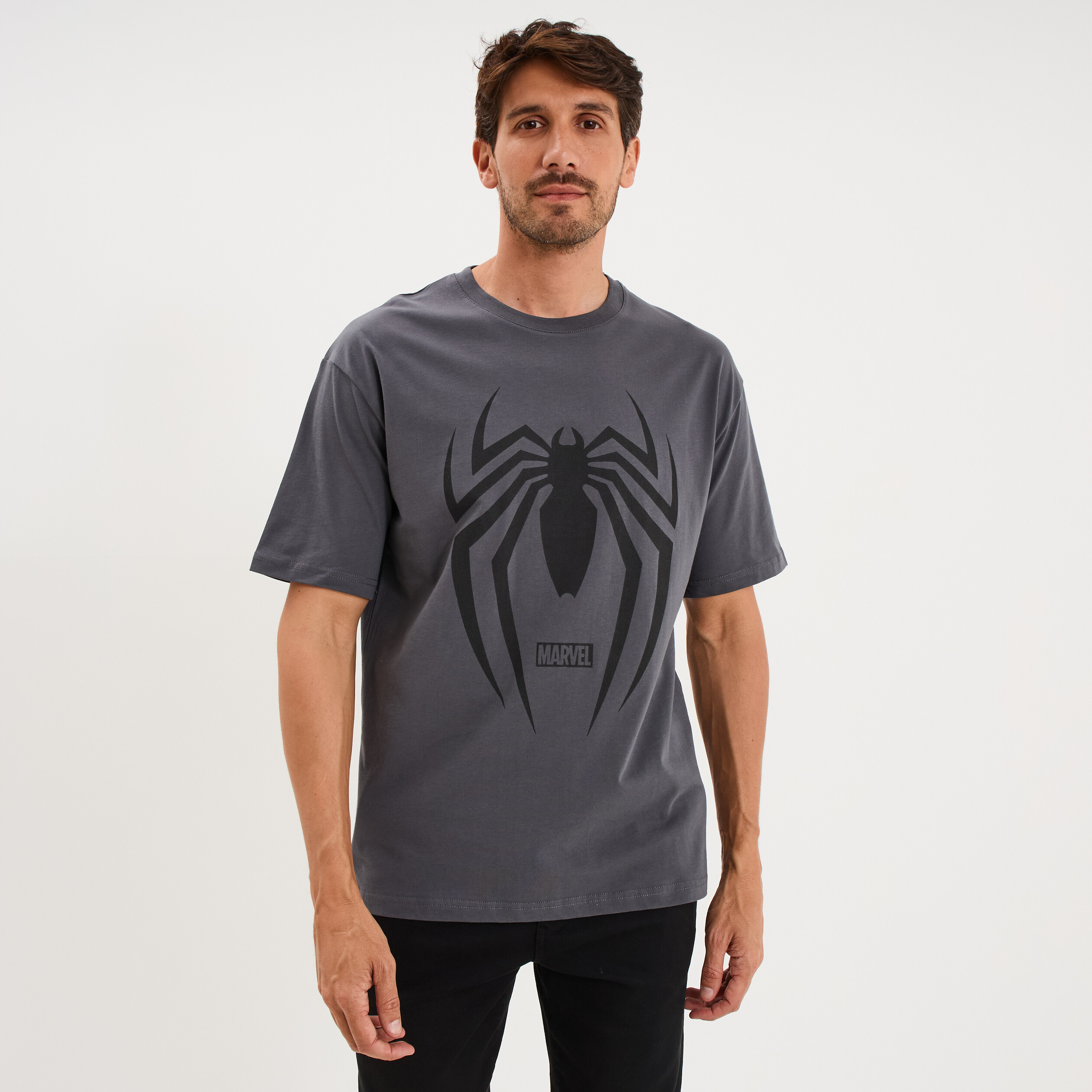 T-shirt manches courtes Spider-Man gris fonc&eacute; homme