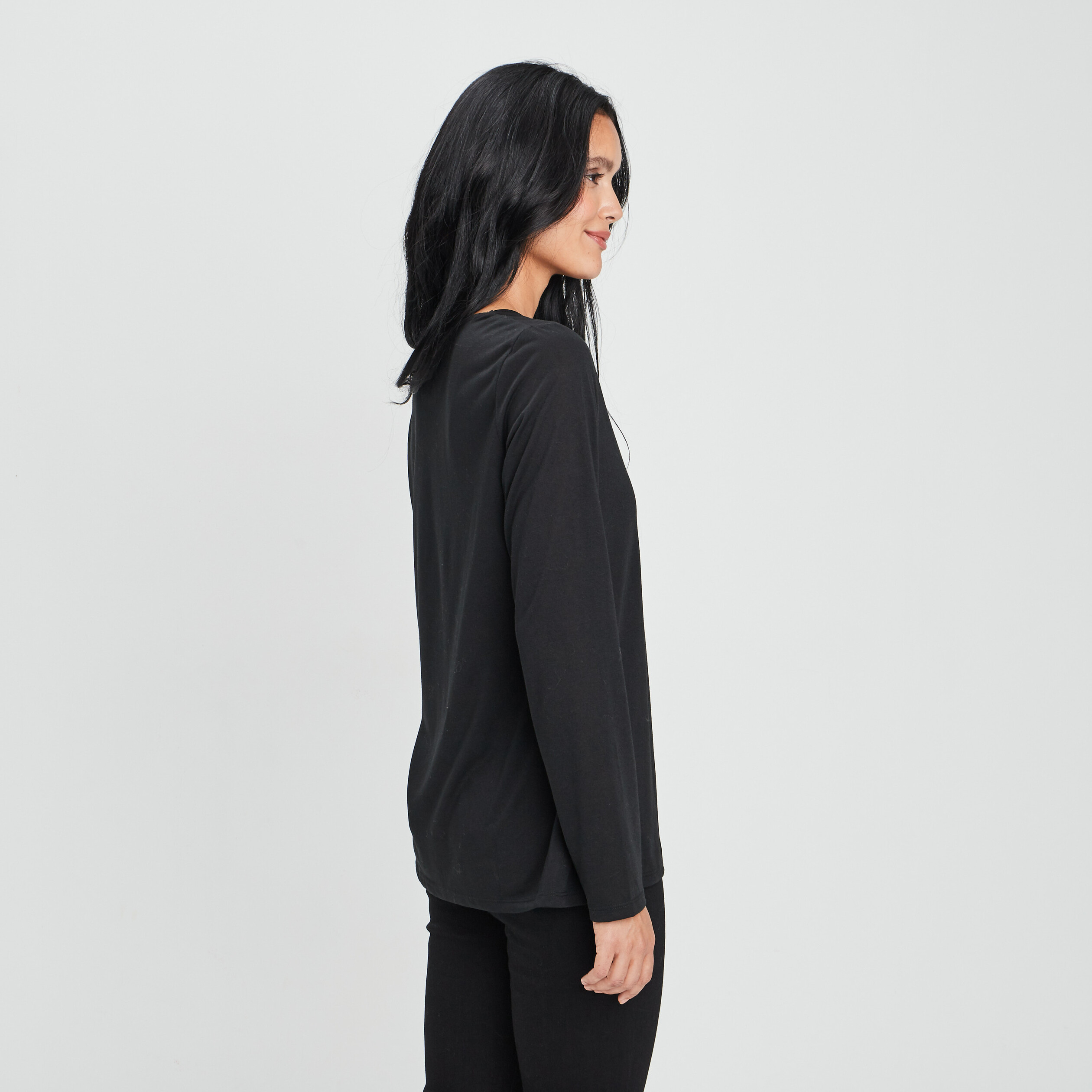 t shirt manches longues noir femme T-shirt manches longues noir femme