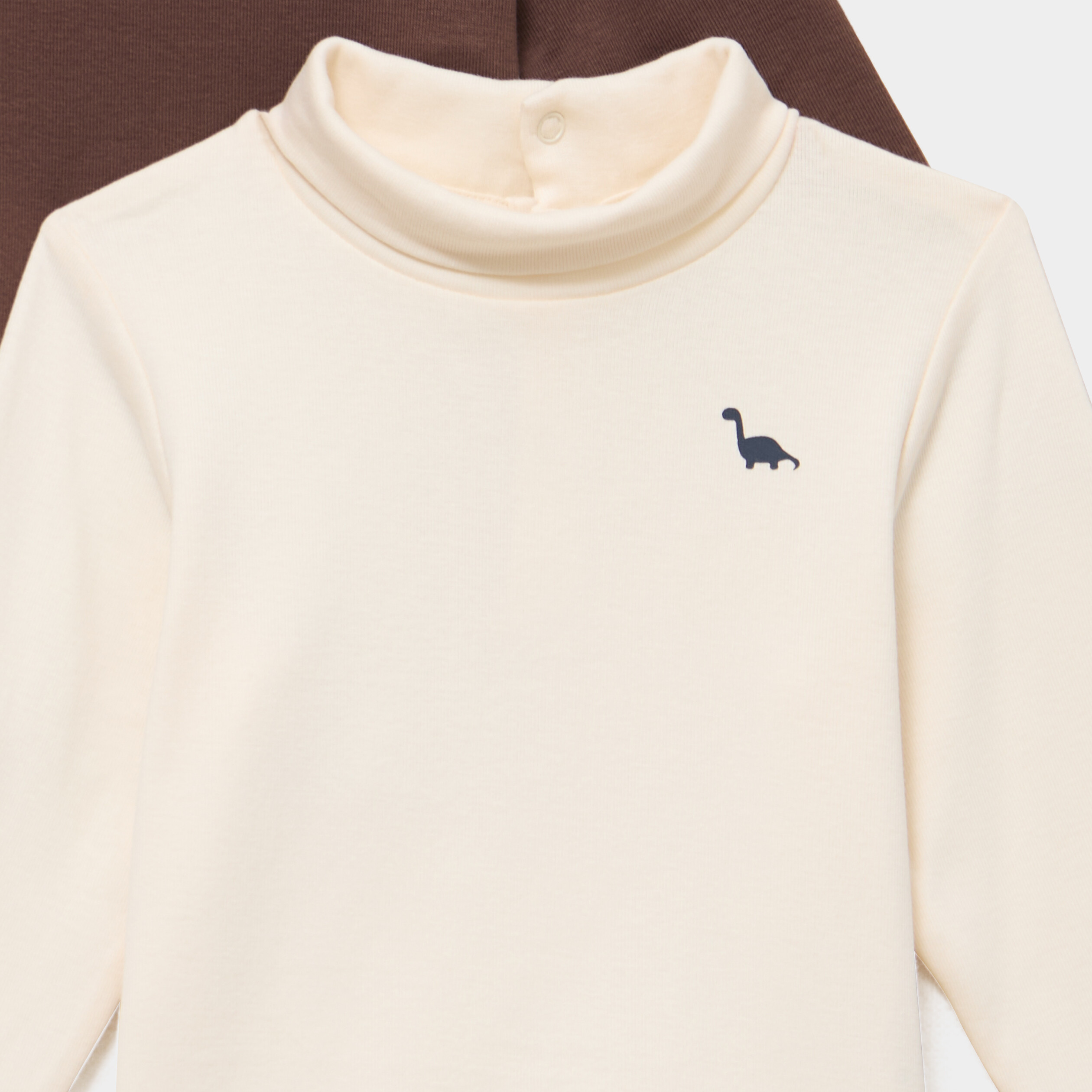 Lot 2 t-shirts col roul&eacute; boutonn&eacute; dos beige b&eacute;b&eacute; gar&ccedil;on