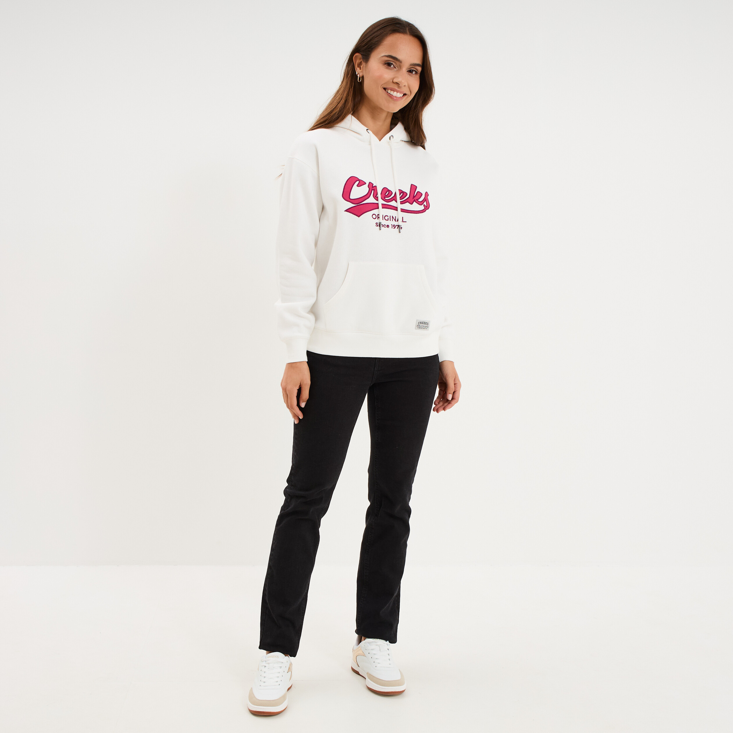 Sweat &agrave; capuche hoodie blanc femme