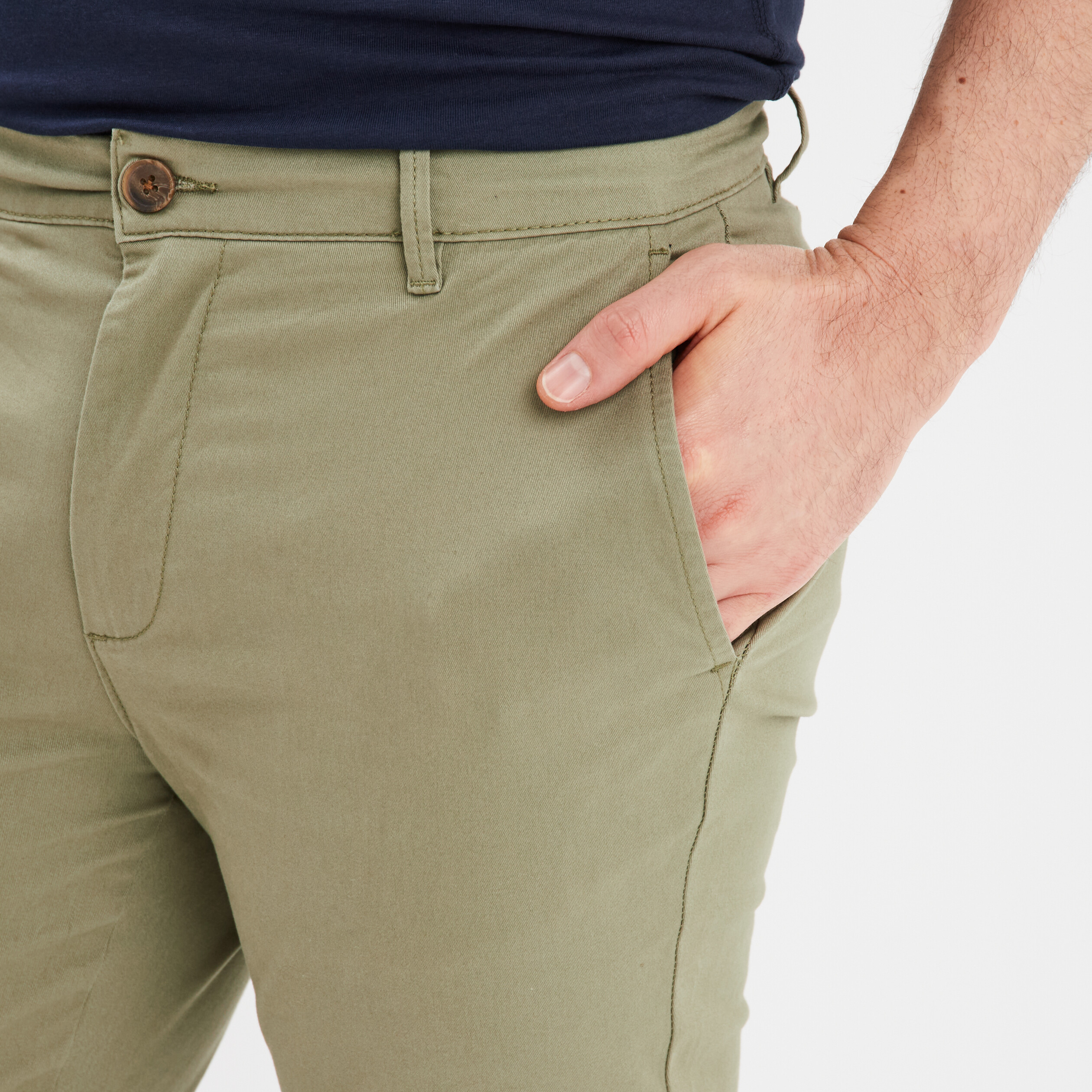 pantalon chino slim coton vert kaki homme Pantalon chino slim coton vert kaki homme