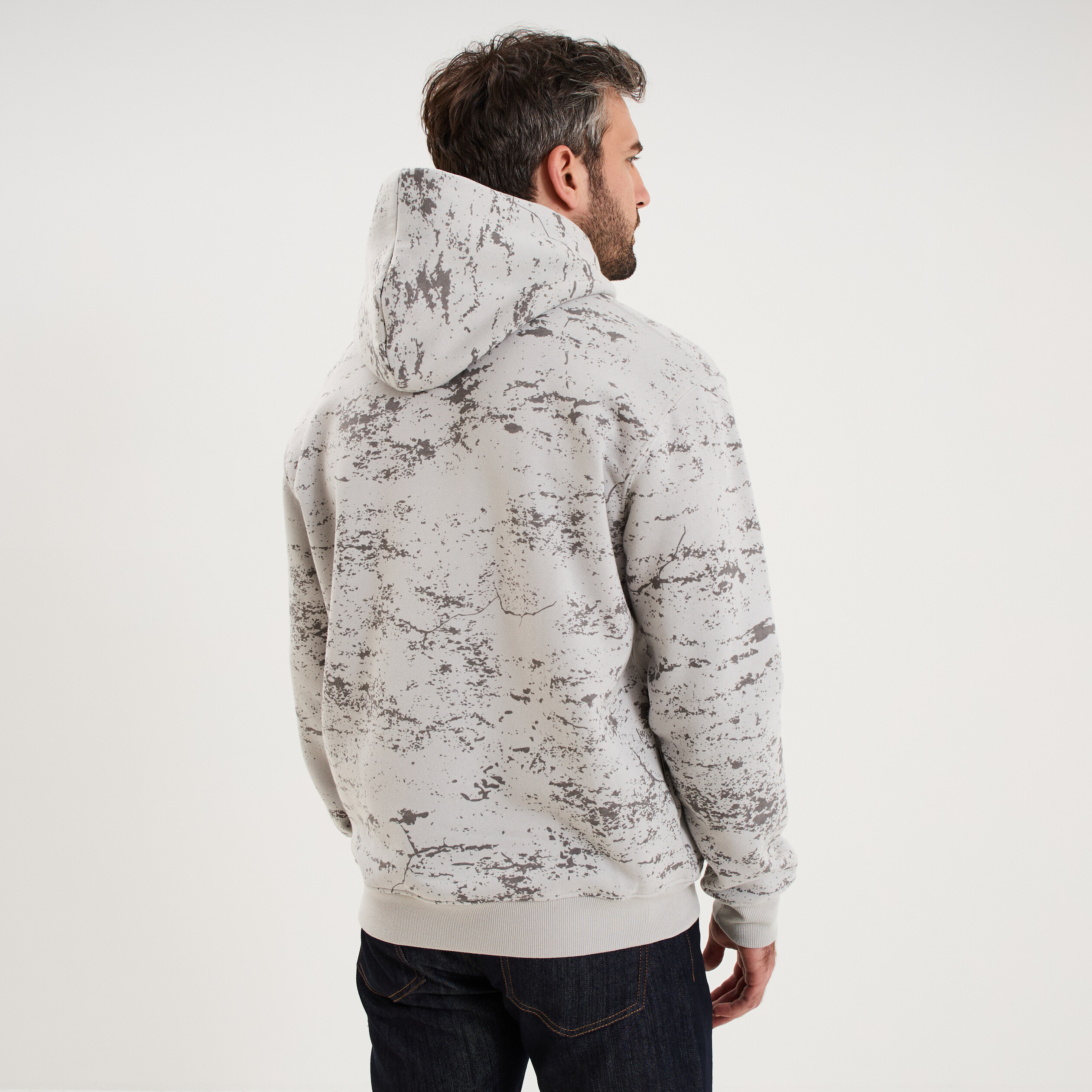 Sweat hoodie &agrave; capuche molleton gris homme