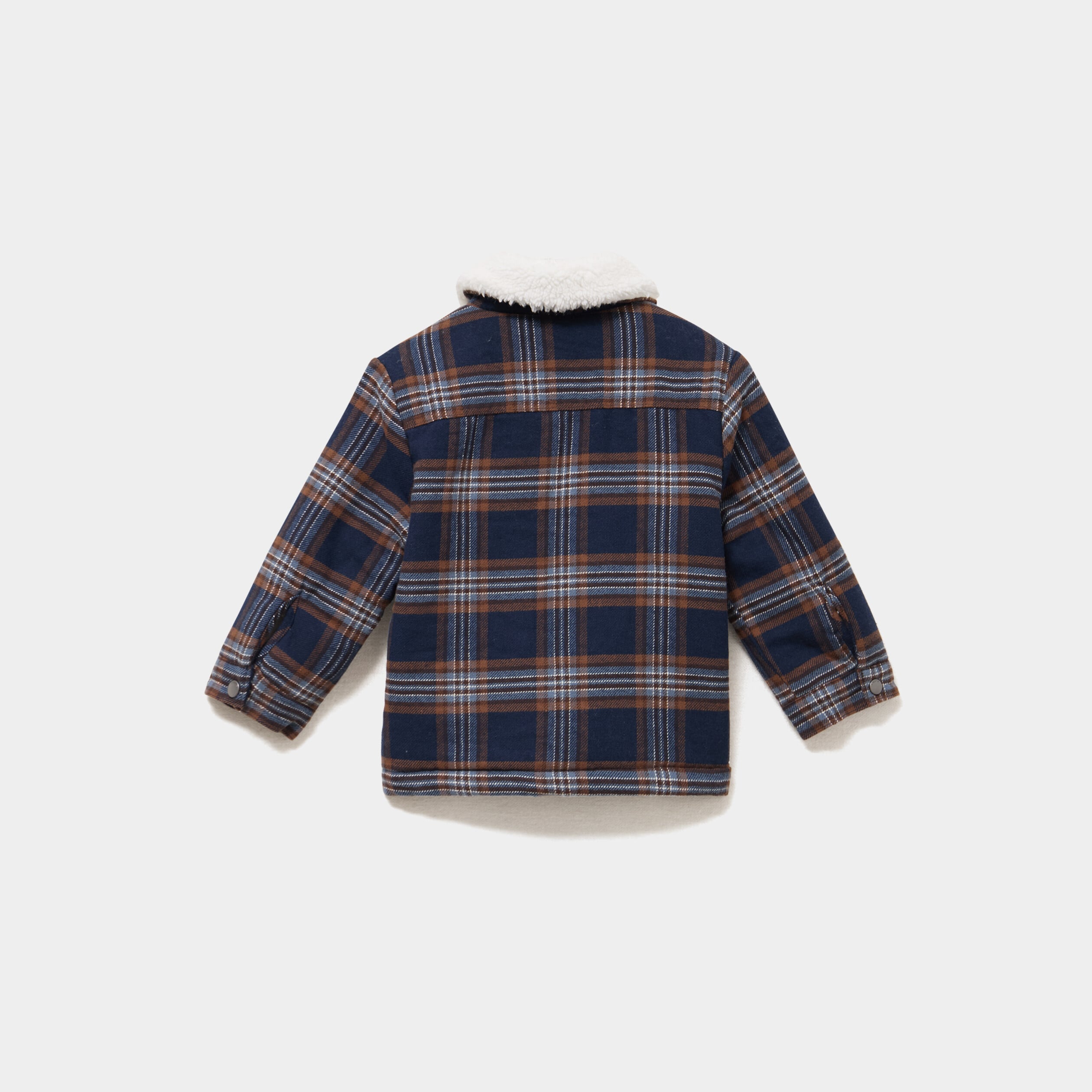 Veste doubl&eacute;e boutonn&eacute;e col aviateur bleu b&eacute;b&eacute; gar&ccedil;on