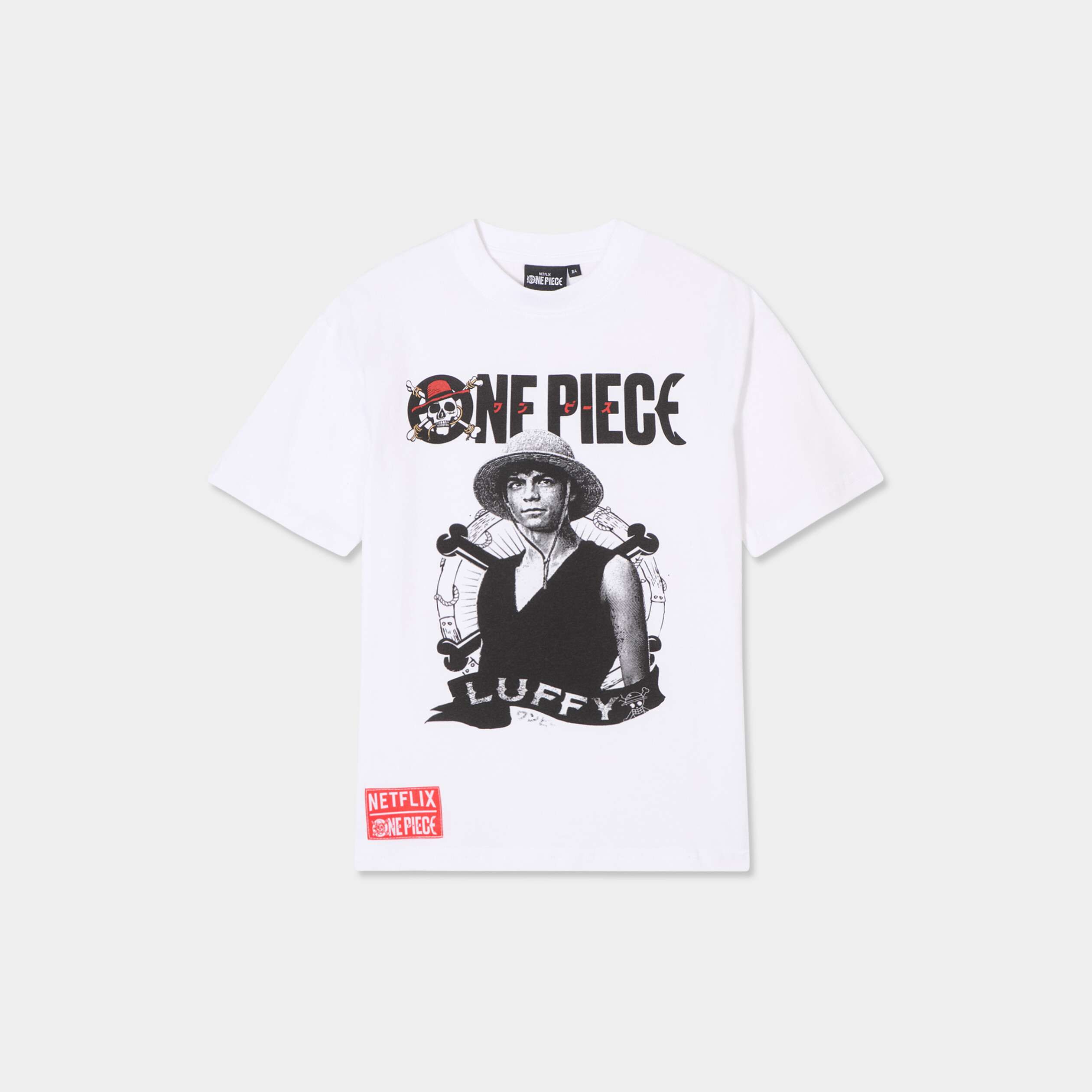 t shirt coton one piece netflix blanc garcon T-shirt coton One Piece Netflix blanc garçon