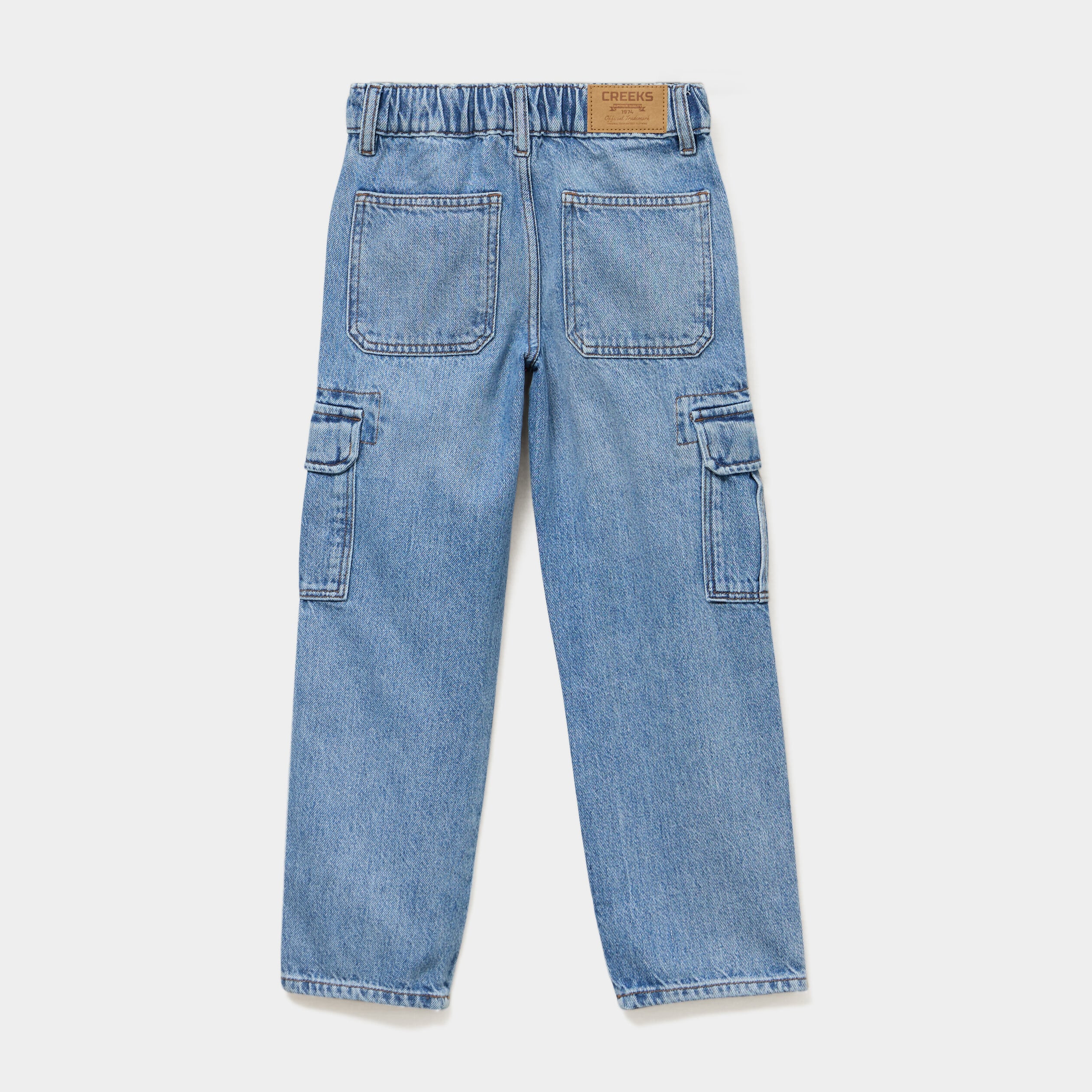 Jeans cargo 6 poches coton denim double stone gar&ccedil;on