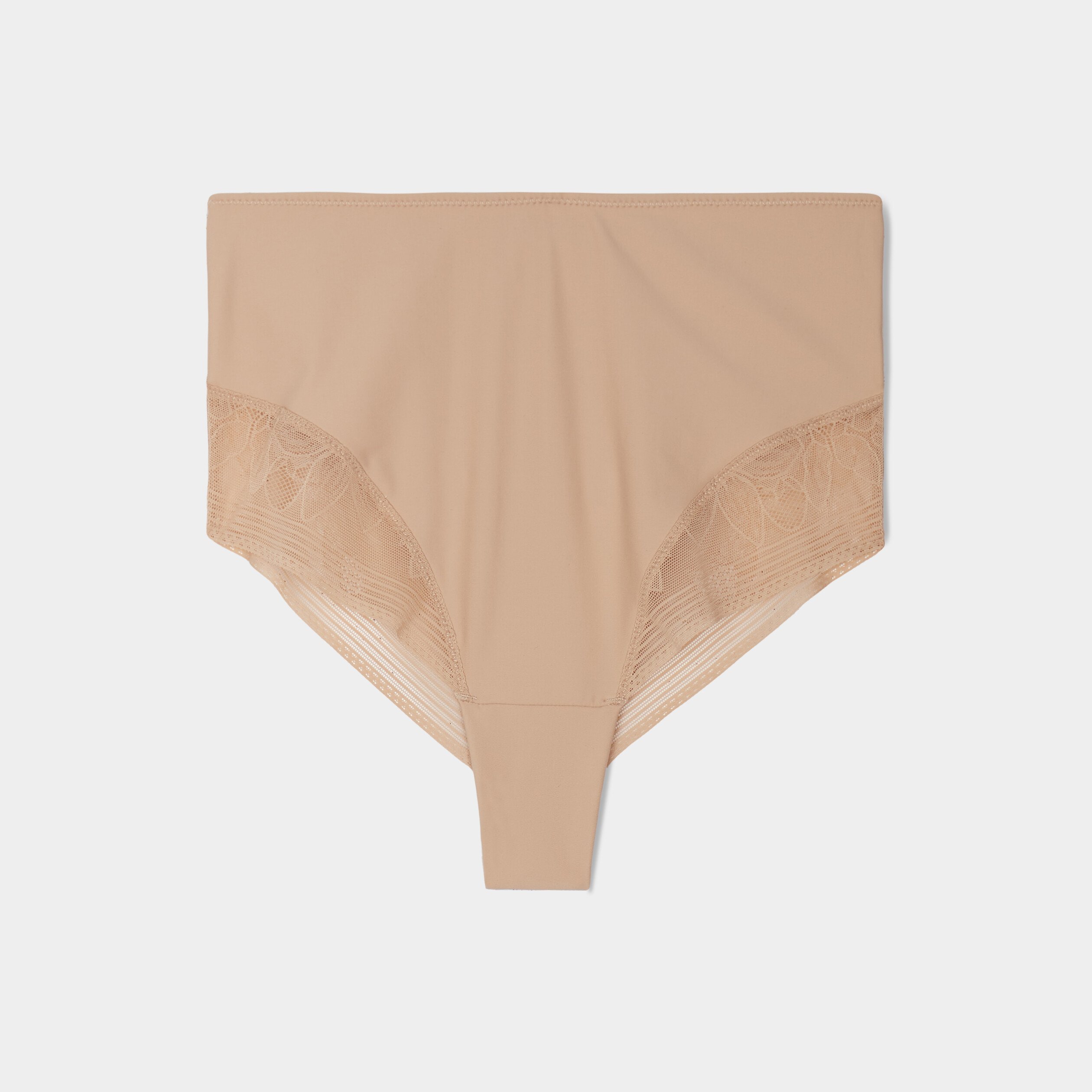 Tanga taille haute gainant beige femme