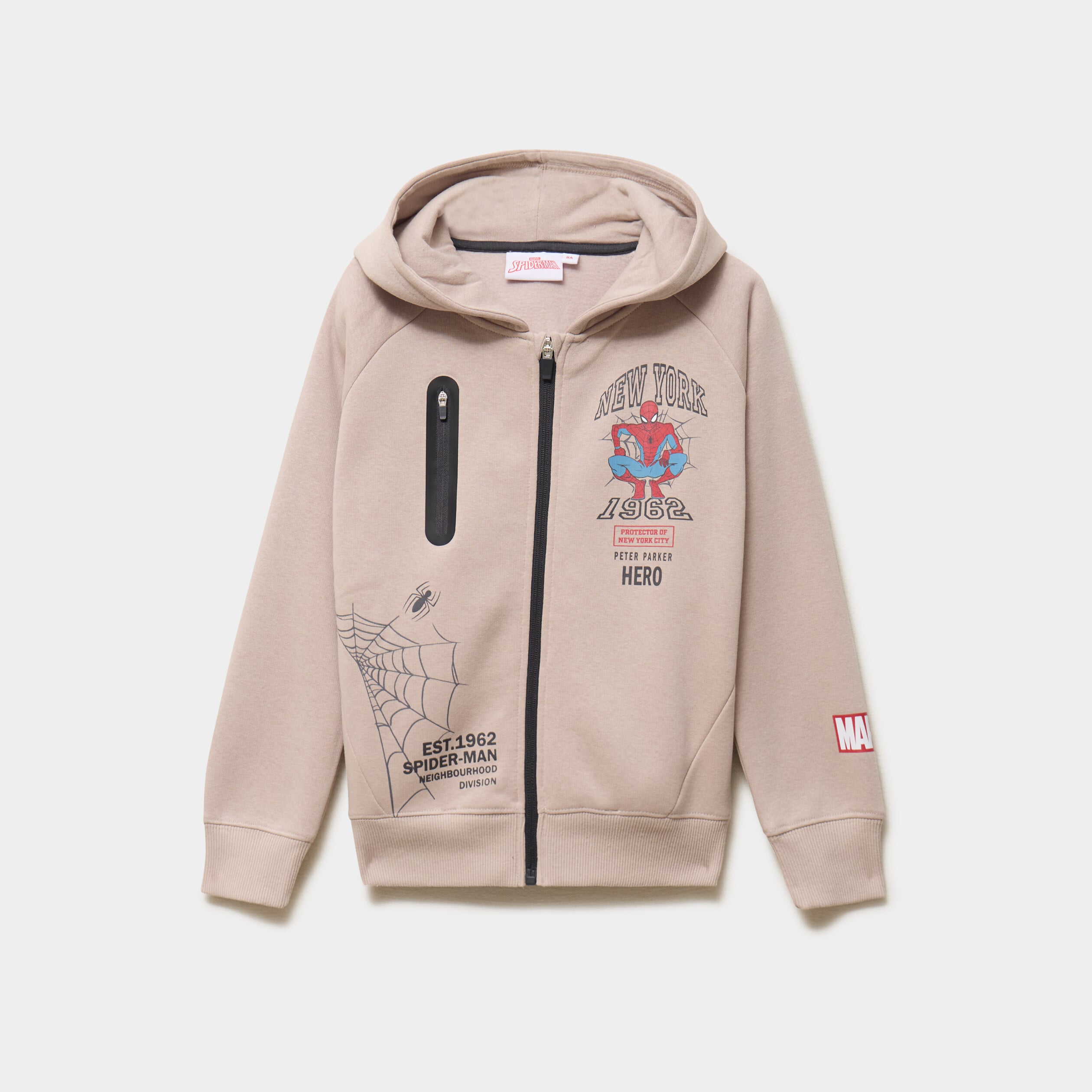 Sweat zipp&eacute; &agrave; capuche Spider-Man sable gar&ccedil;on