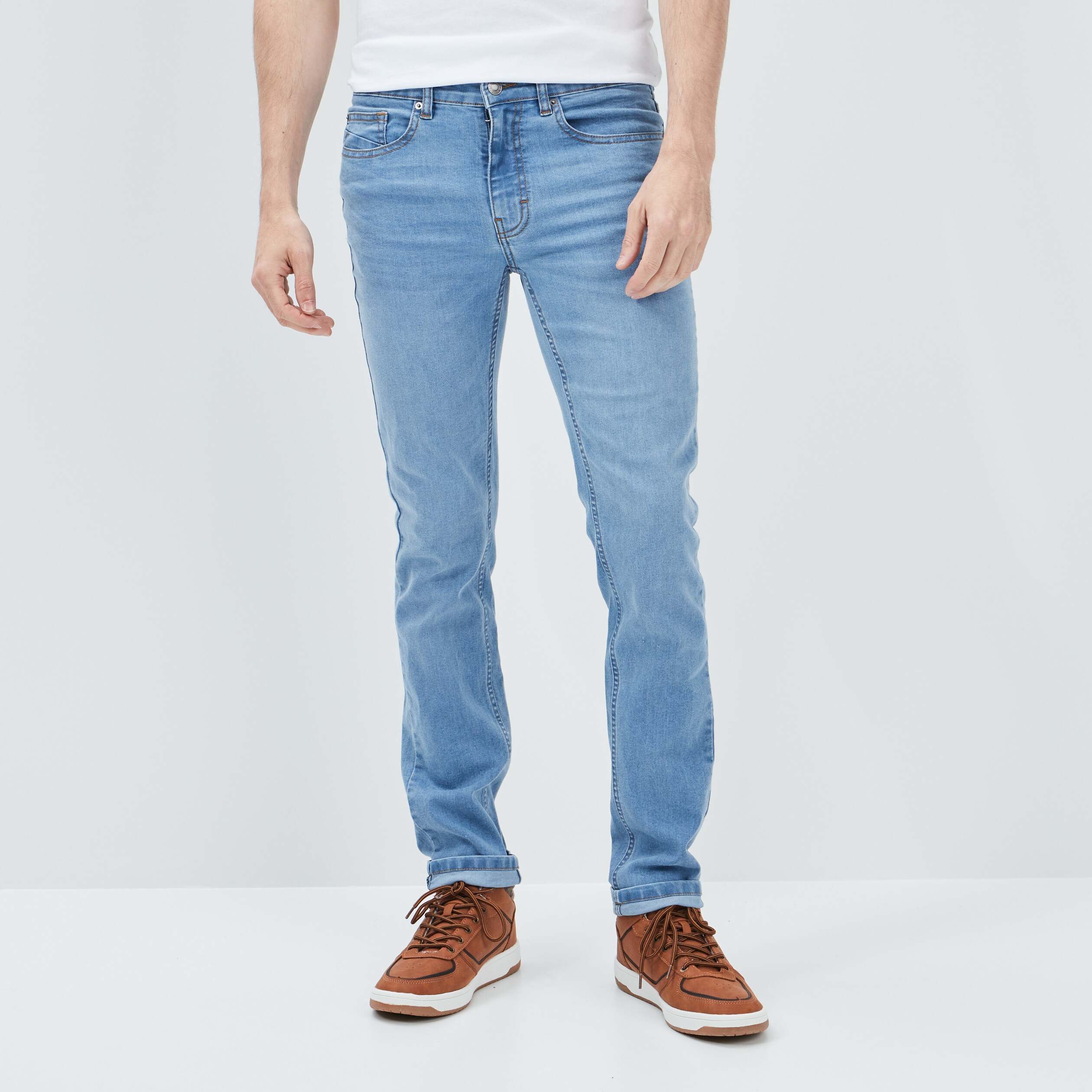 jeans coupe skinny 5 poches denim bleach homme Jeans coupe skinny 5 poches denim bleach homme