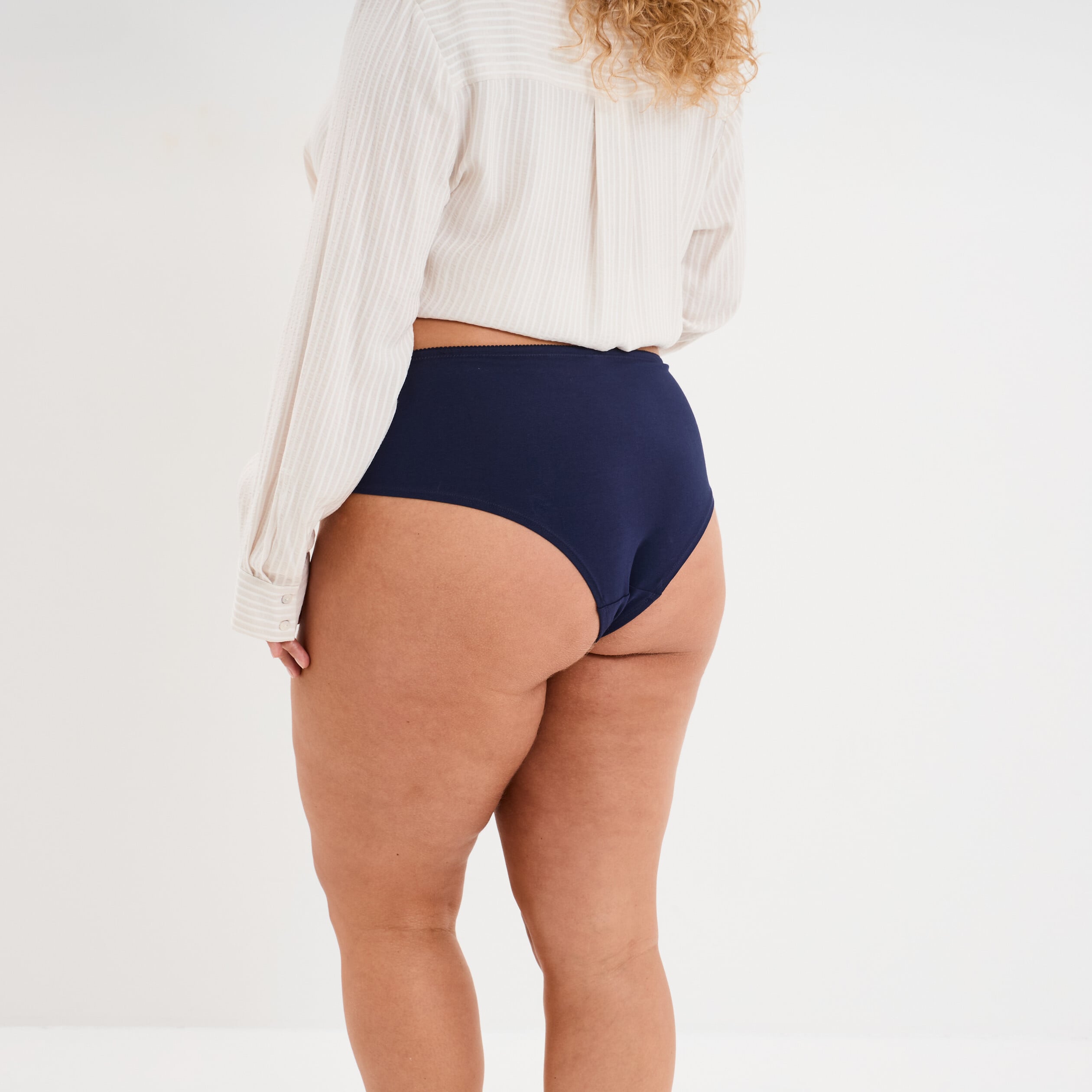 Shorty coton majoritaire avec dentelle bleu marine femme grande taille