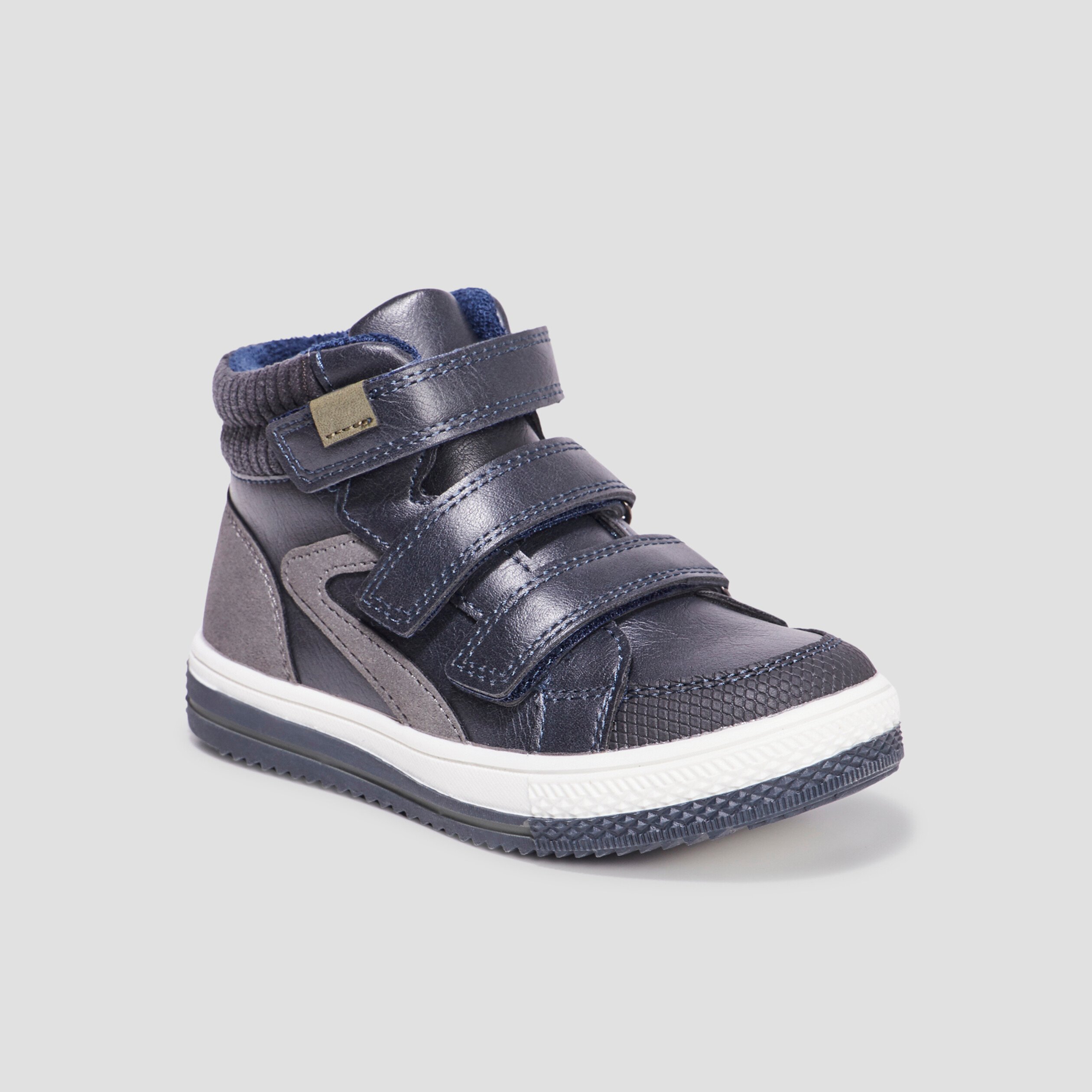 Baskets montantes a scratch bleu marine garcon La Halle