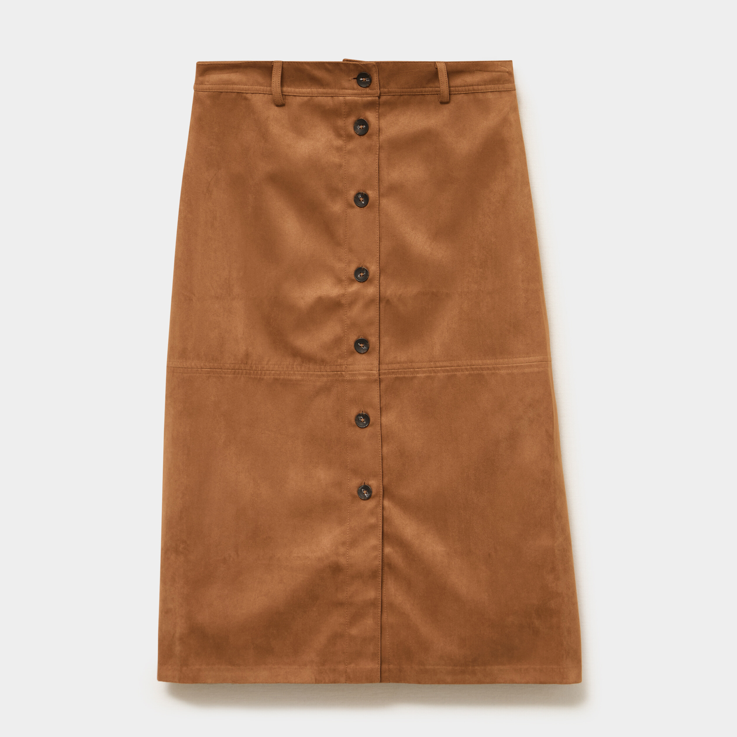 Jupe longue effet su&eacute;dine marron femme