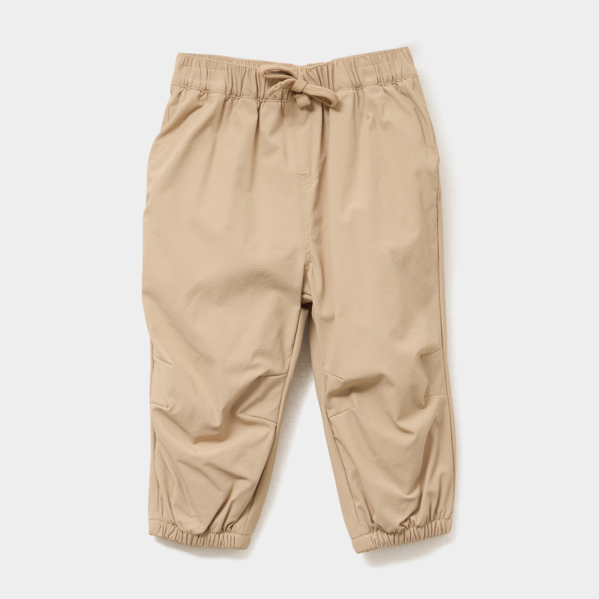 pantalon droit double taille elastiquee marron clair bebeg Pantalon droit doublé taille élastiquée marron clair bébé garçon
