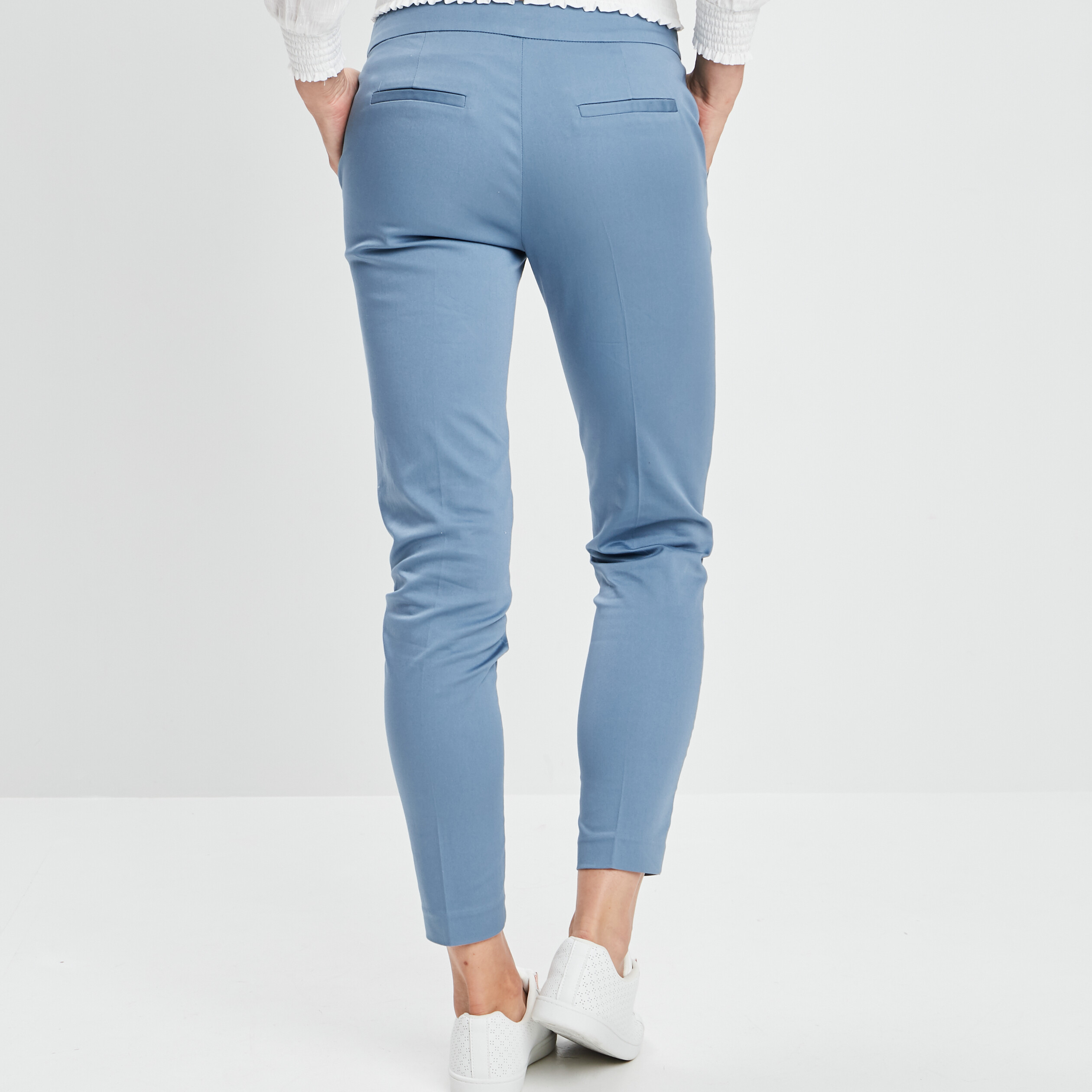 pantalon cigarette taille normale bleu gris femme Pantalon cigarette taille normale bleu gris femme