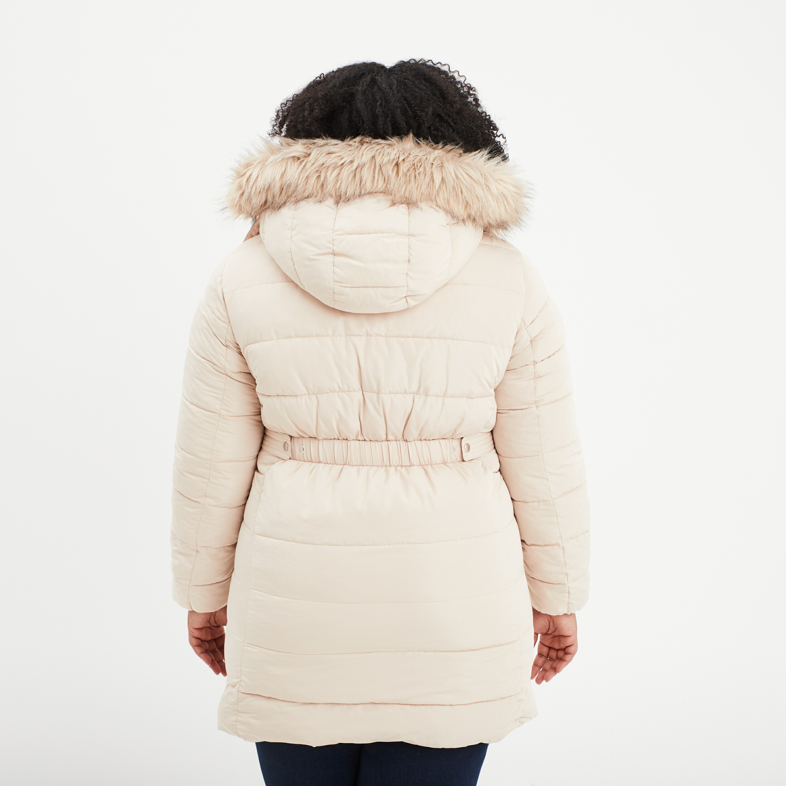 Doudoune fourrée à capuche ivoire femme grande taille La Halle